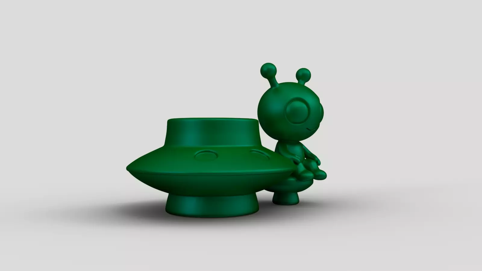 Cute Alien UFO Pen Holder 3D print model_2