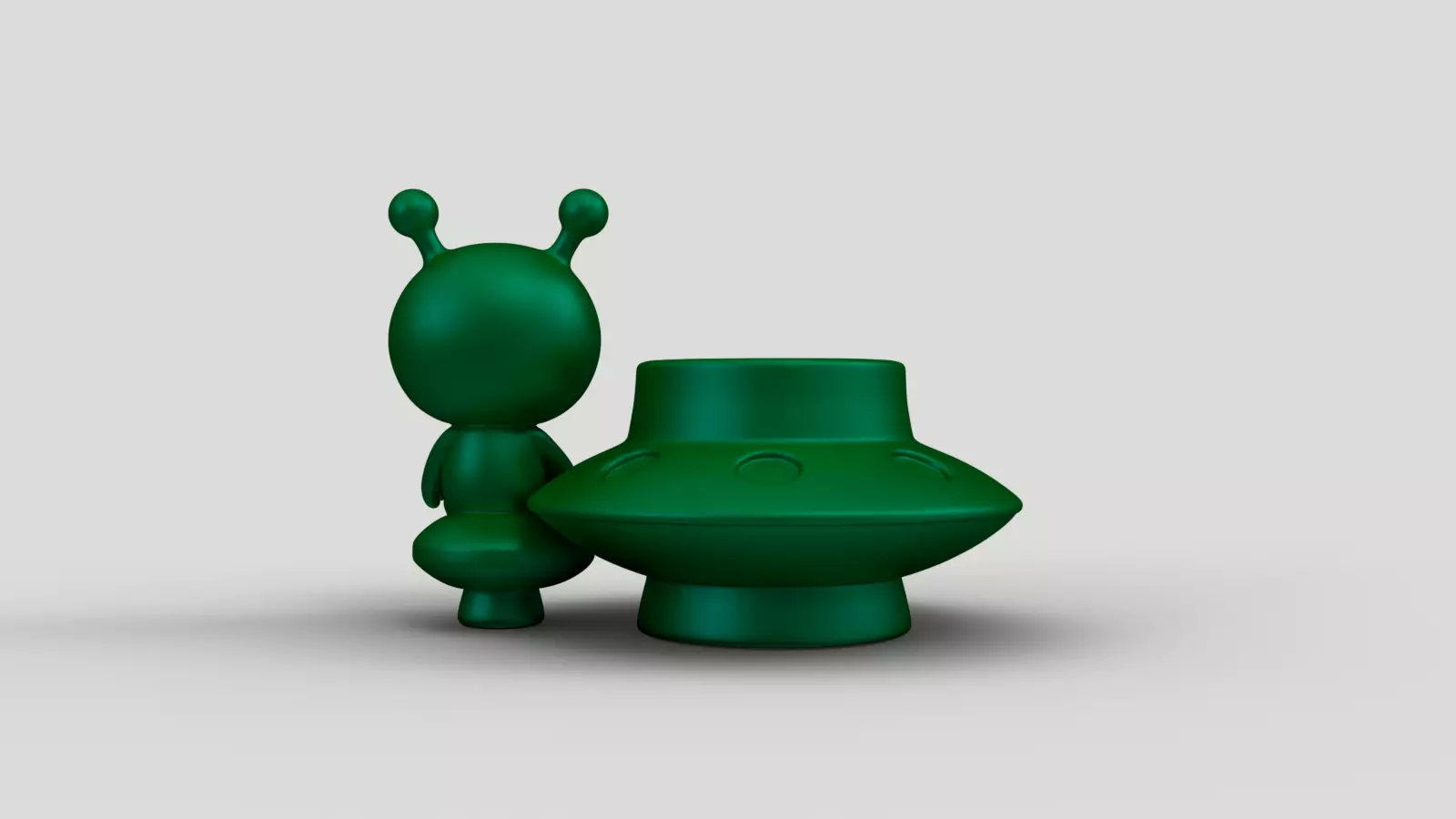 Cute Alien UFO Pen Holder 3D print model_7