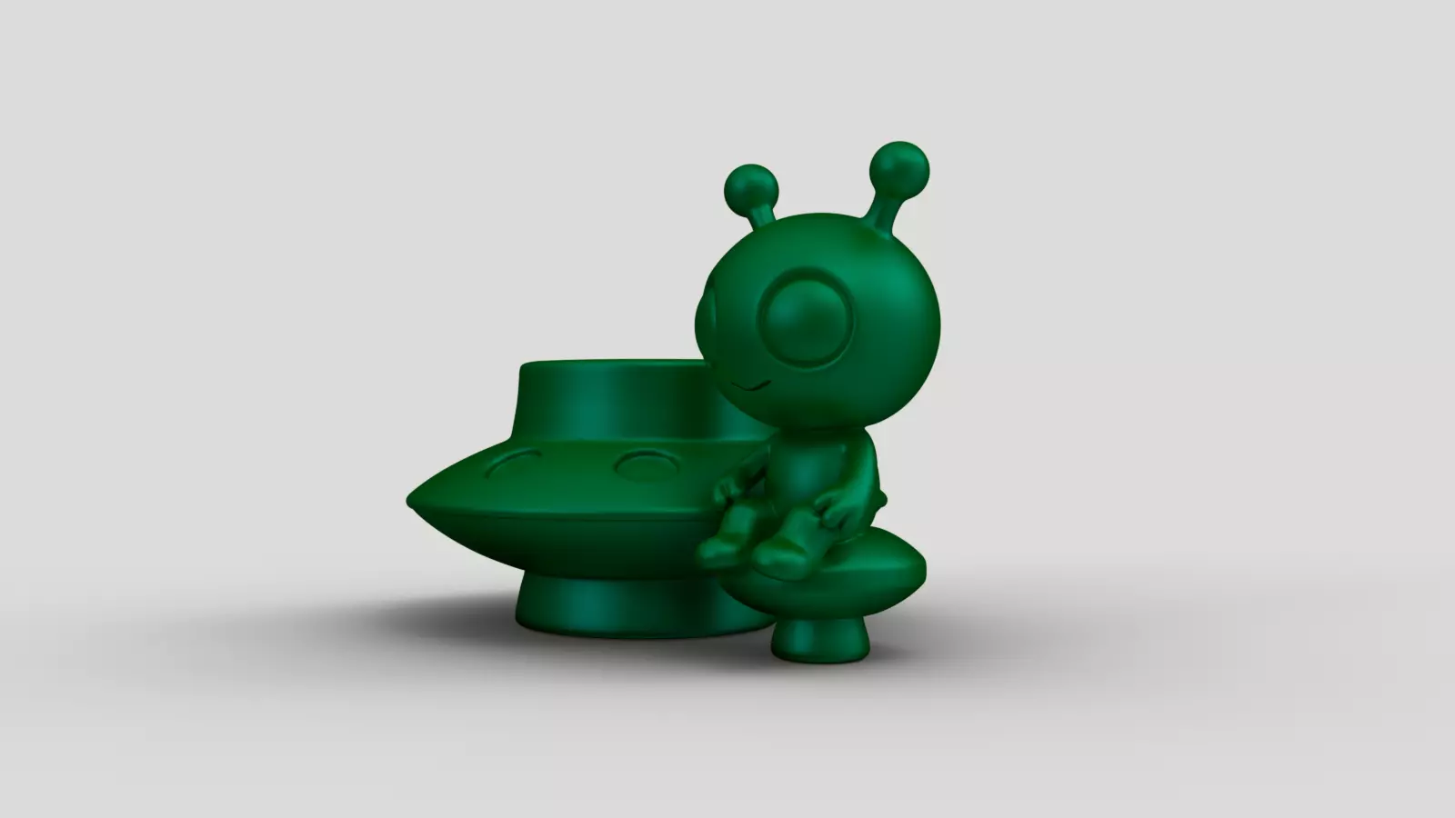 Cute Alien UFO Pen Holder 3D print model_10