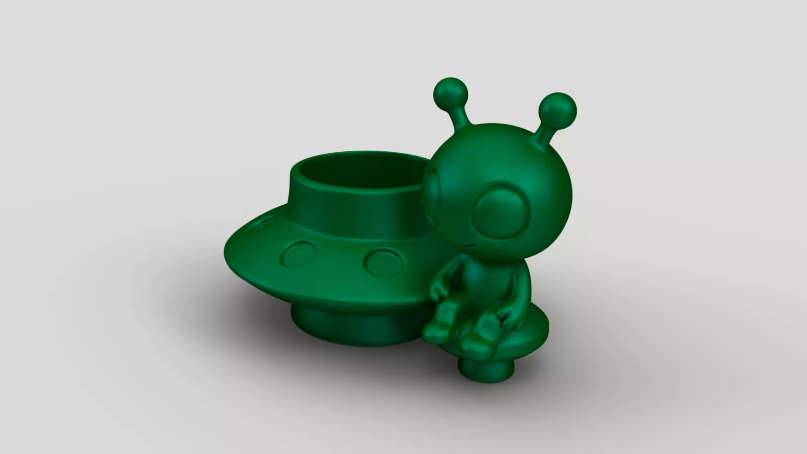Cute Alien UFO Pen Holder 3D print model_3