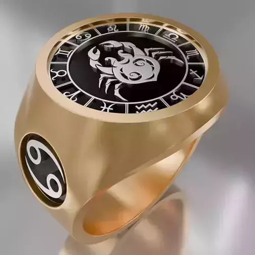 Cancer zodiak symbol ring 3D model for 3D printing