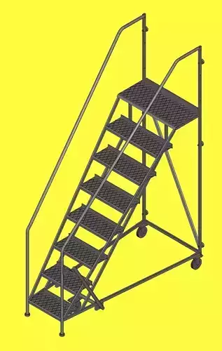 Warehouse Mobile Ladder with Platform 3D Model No Textures
