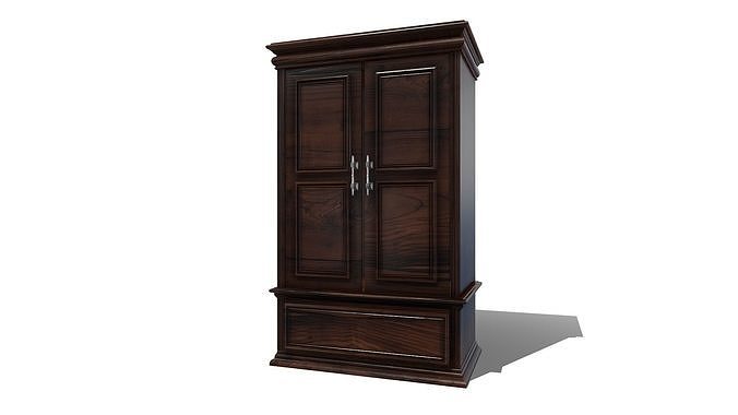Bedroom Wooden Side Drawers Low-poly 3D model