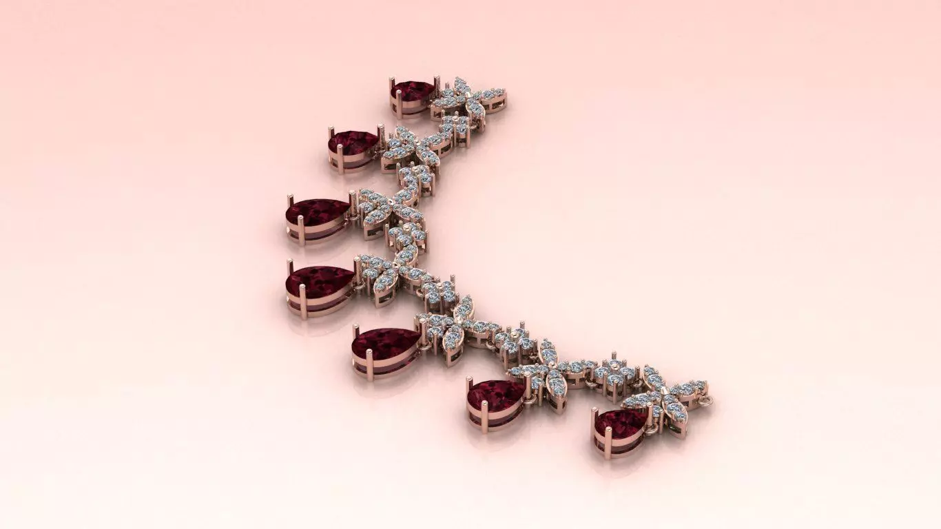 Necklace Centerpiece Jewelry model - Crimson Blossom for her 3D print model