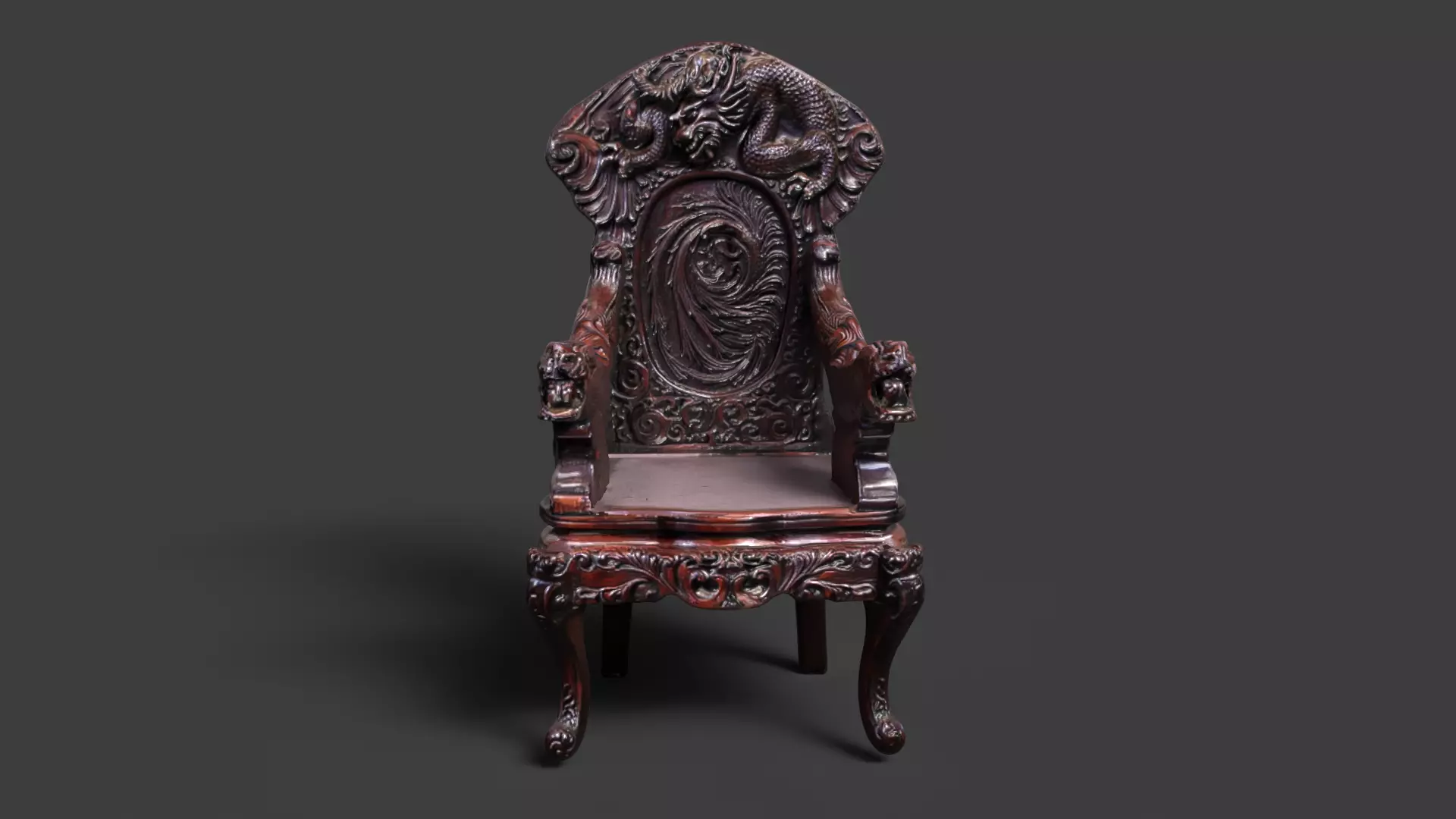 Chinese ancient dragon chair 3D model_4