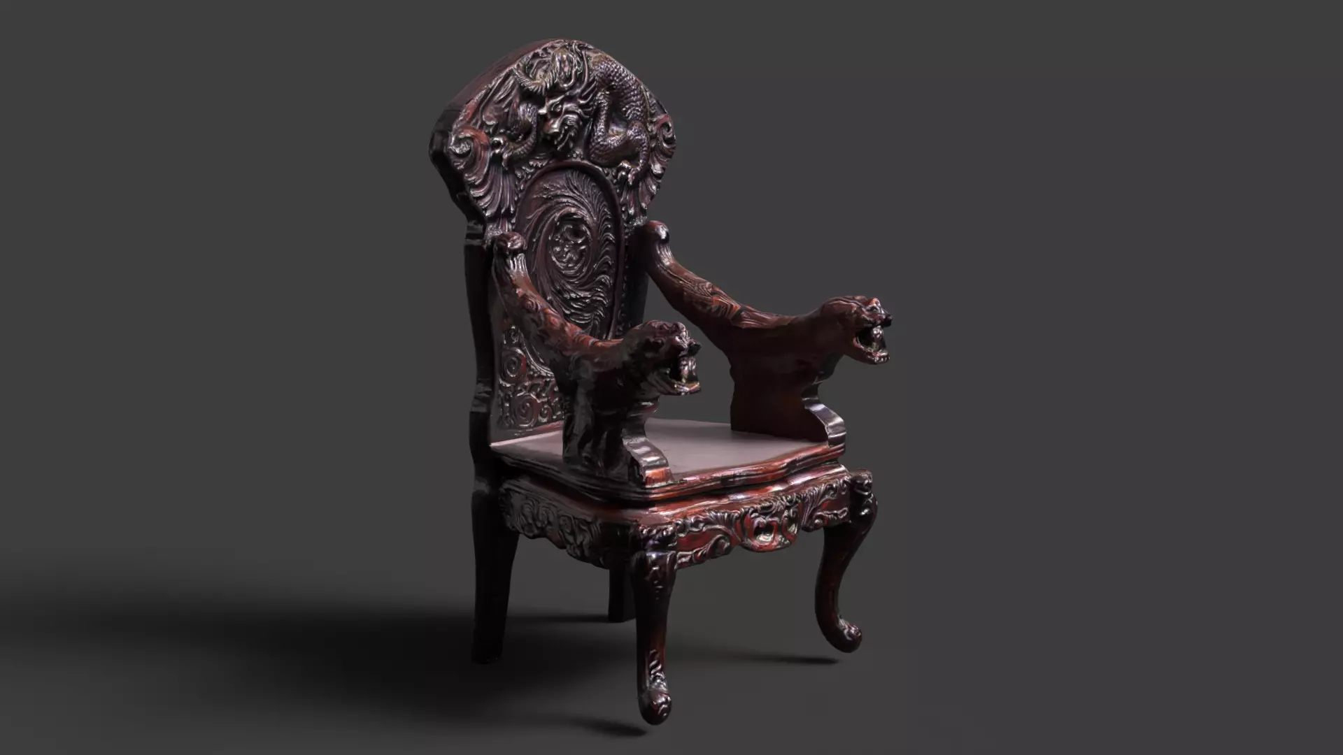Chinese ancient dragon chair 3D model_5