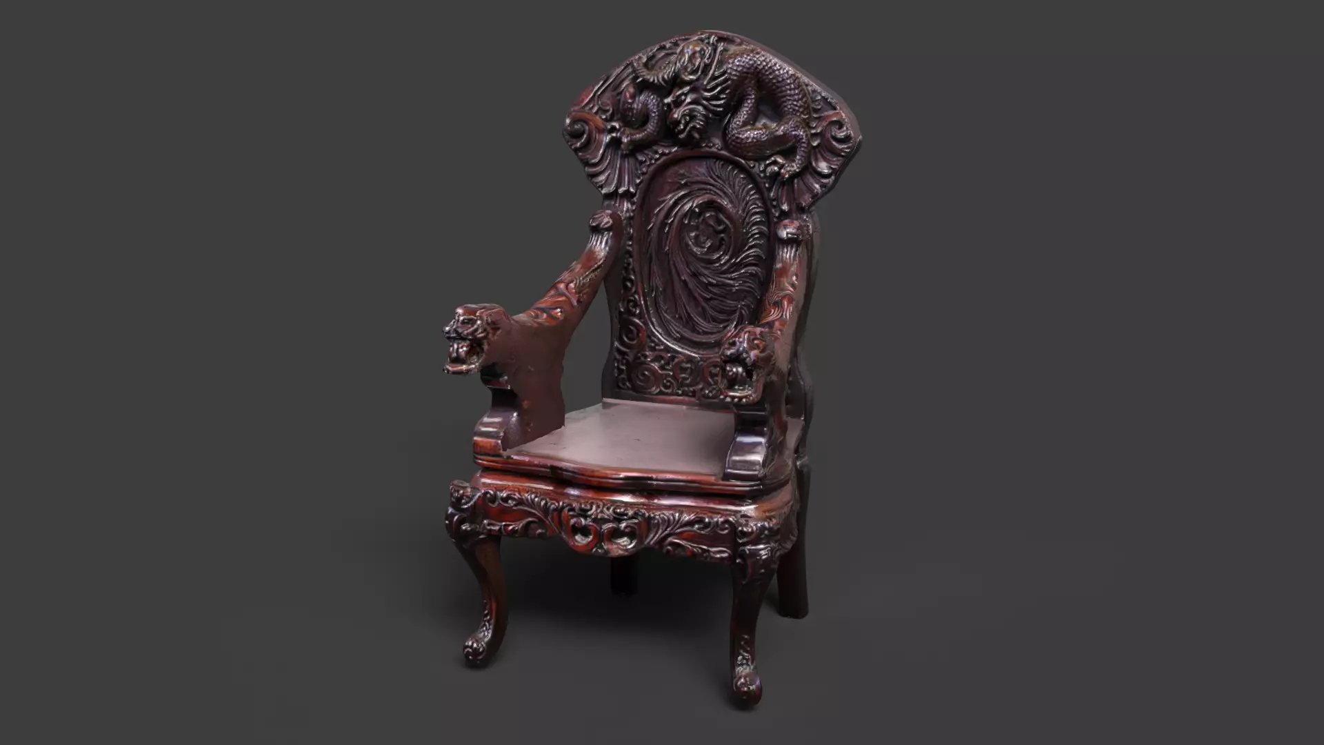 Chinese ancient dragon chair 3D model_3