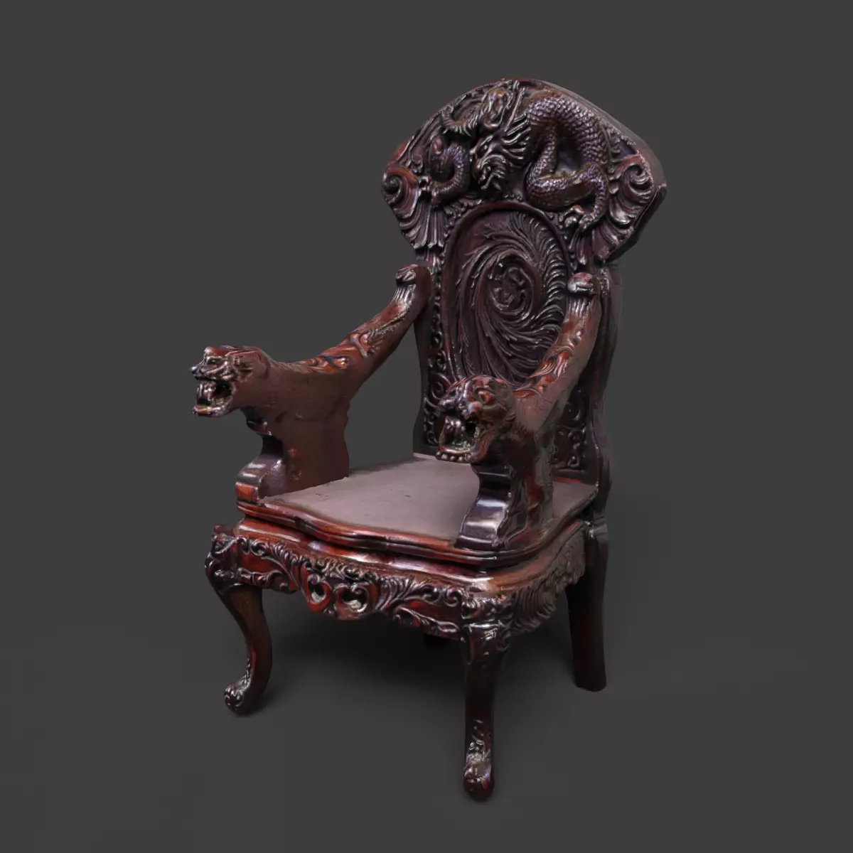 Chinese ancient dragon chair 3D model_6