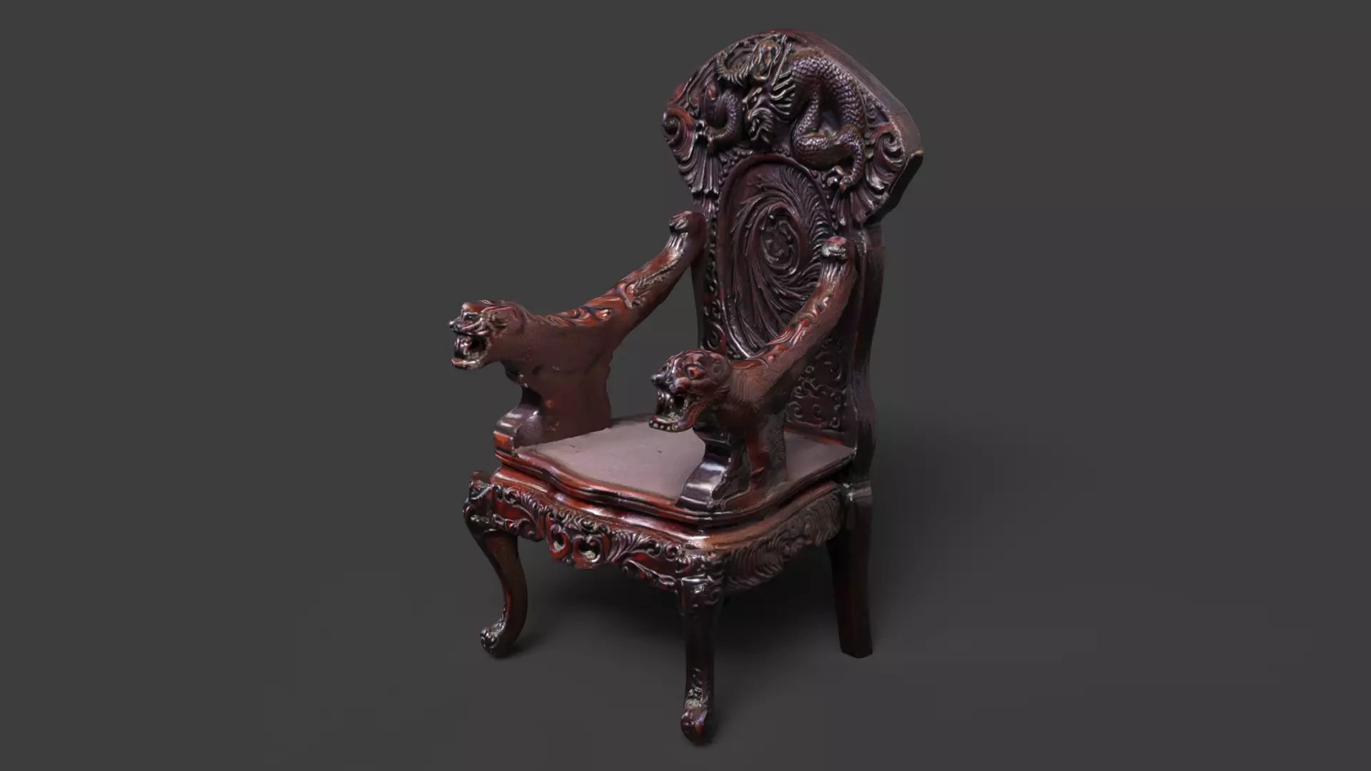 Chinese ancient dragon chair 3D model_0