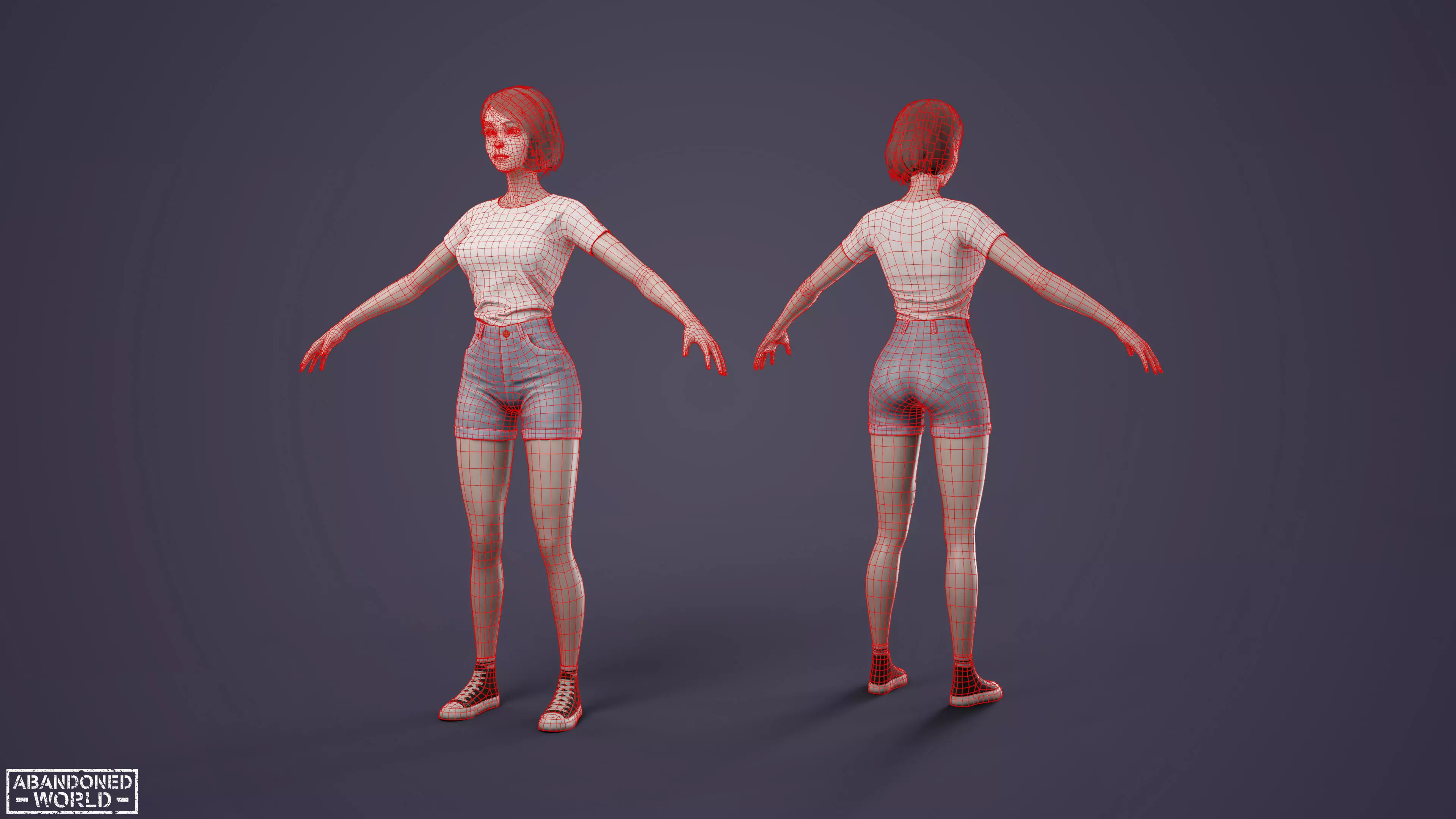 Girl Ani Low-poly 3D model_11