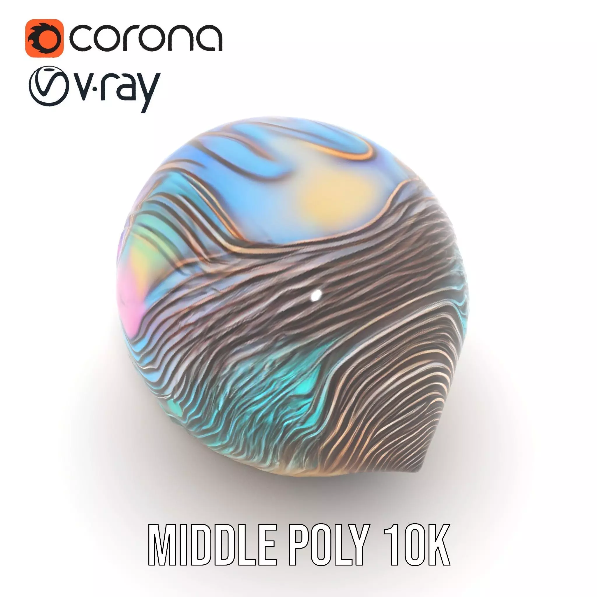 Iridescent Seashell model pack Low-poly 3D model_6