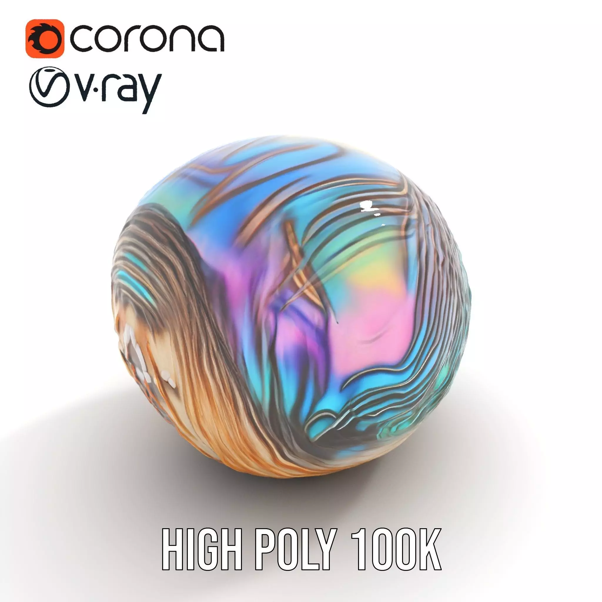 Iridescent Seashell model pack Low-poly 3D model_28