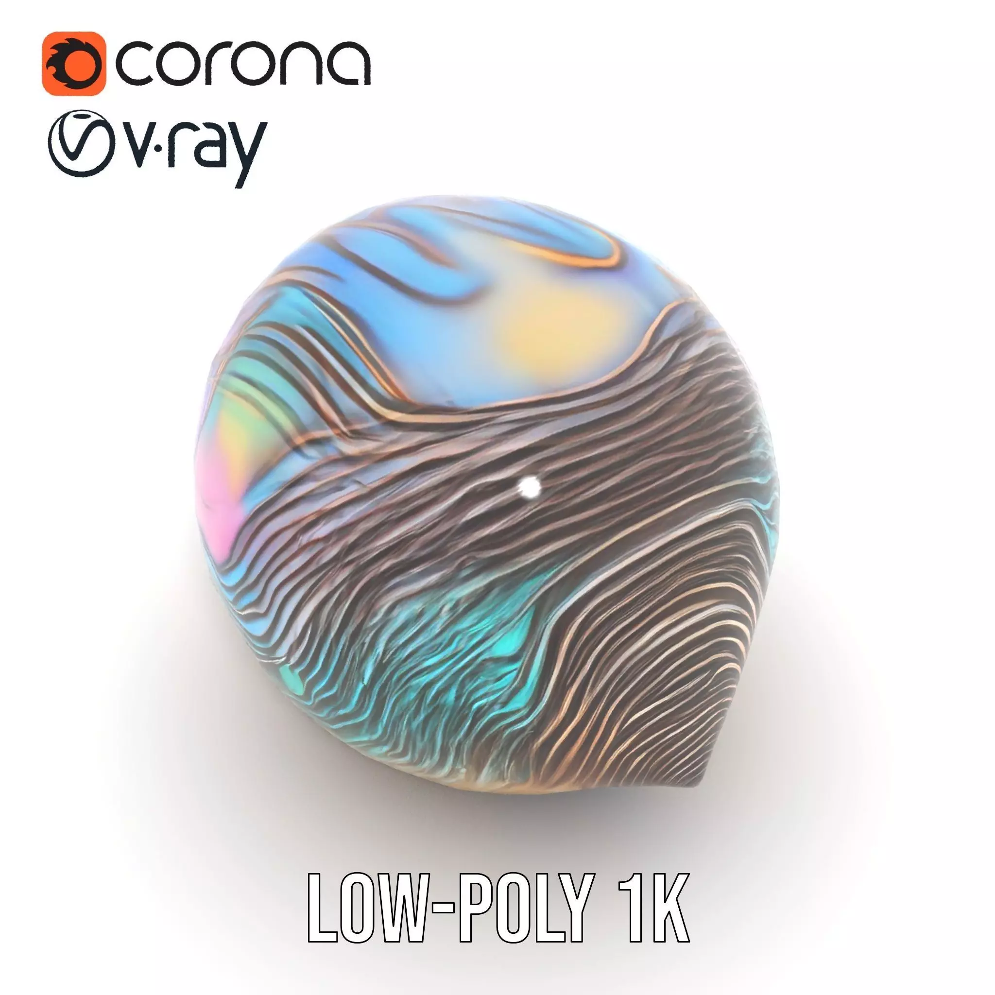 Iridescent Seashell model pack Low-poly 3D model_19
