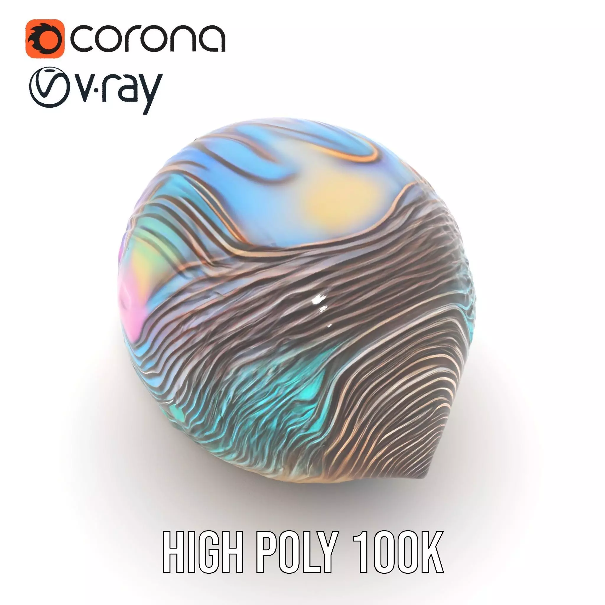 Iridescent Seashell model pack Low-poly 3D model_20