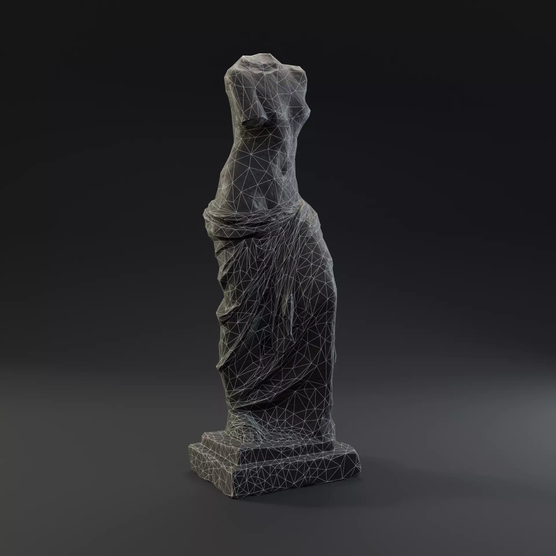 Antique damaged limestone sculpture Low-poly 3D model_3