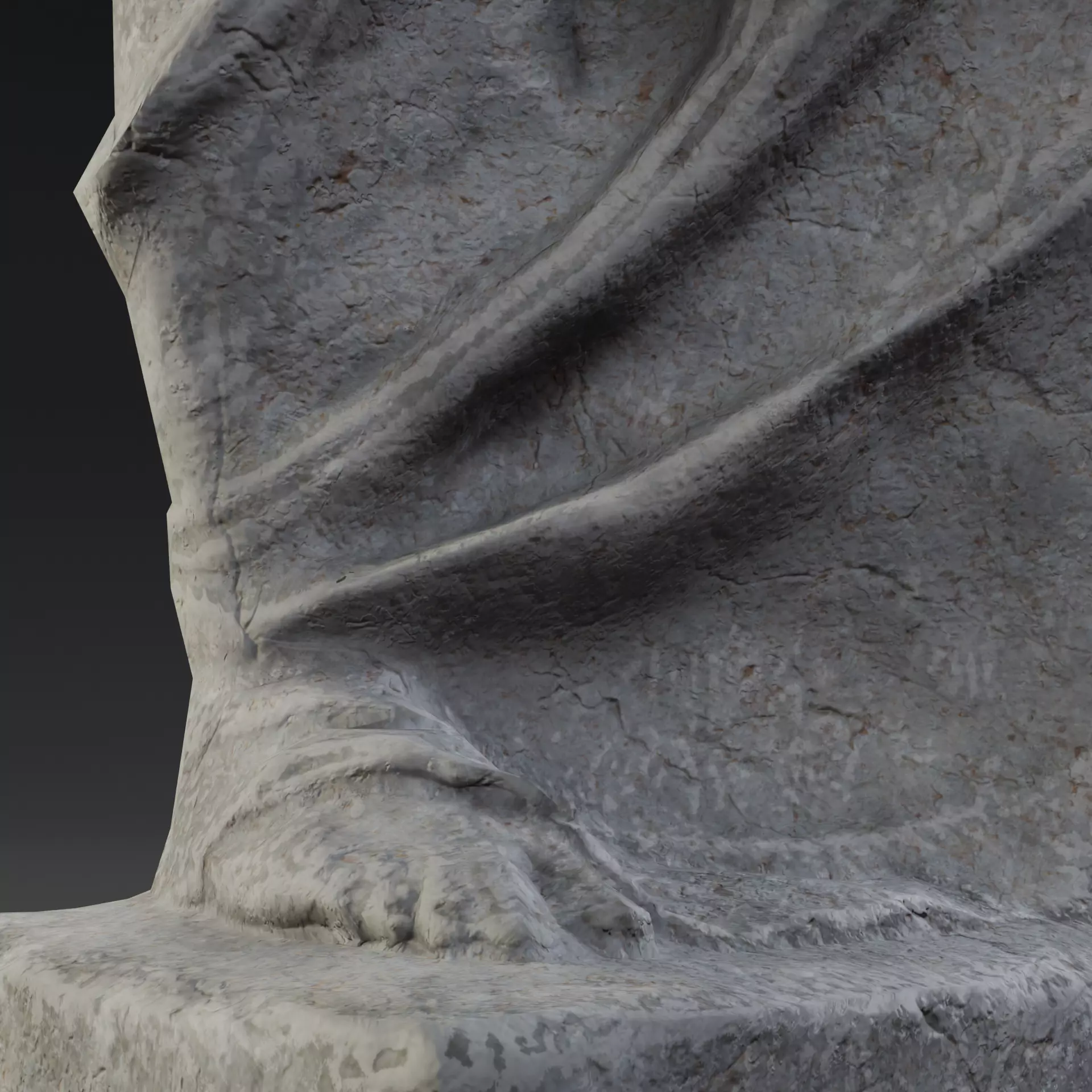 Antique damaged limestone sculpture Low-poly 3D model_4