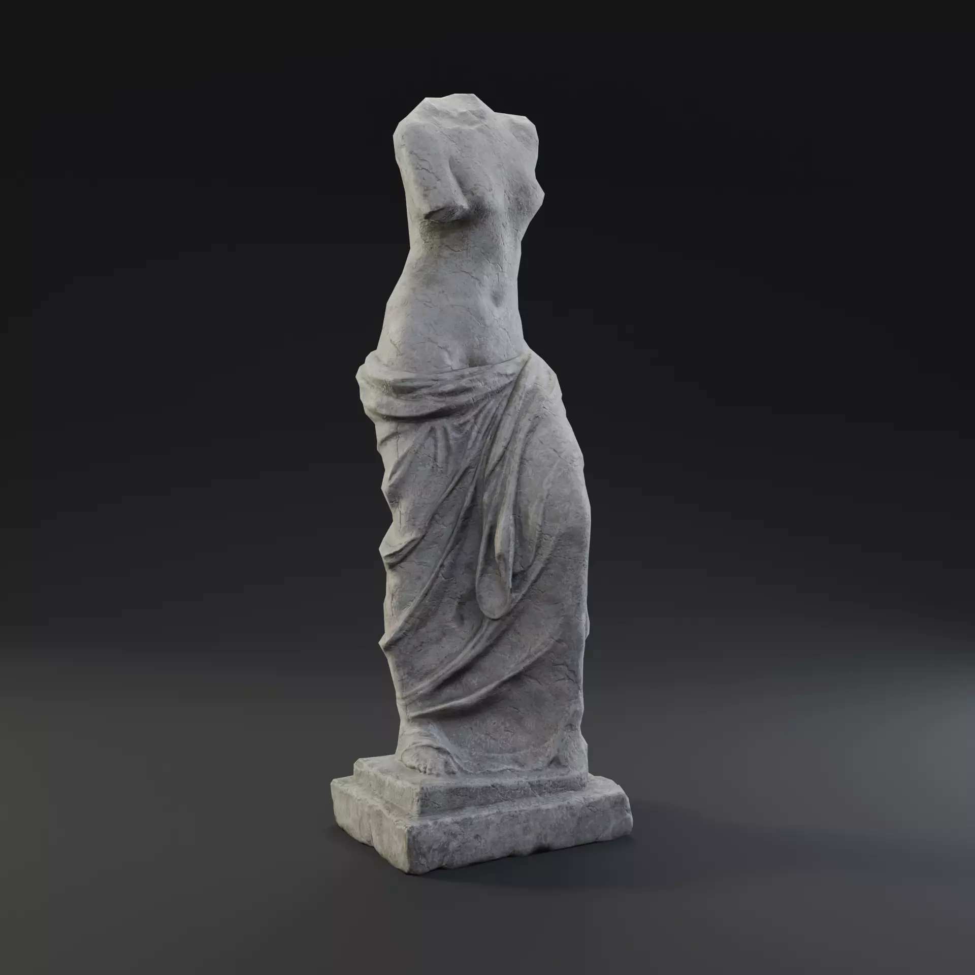 Antique damaged limestone sculpture Low-poly 3D model_2
