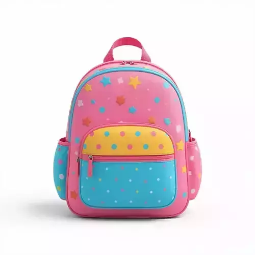 Colorful Star Polka Dot Kids Backpack 3D Model
