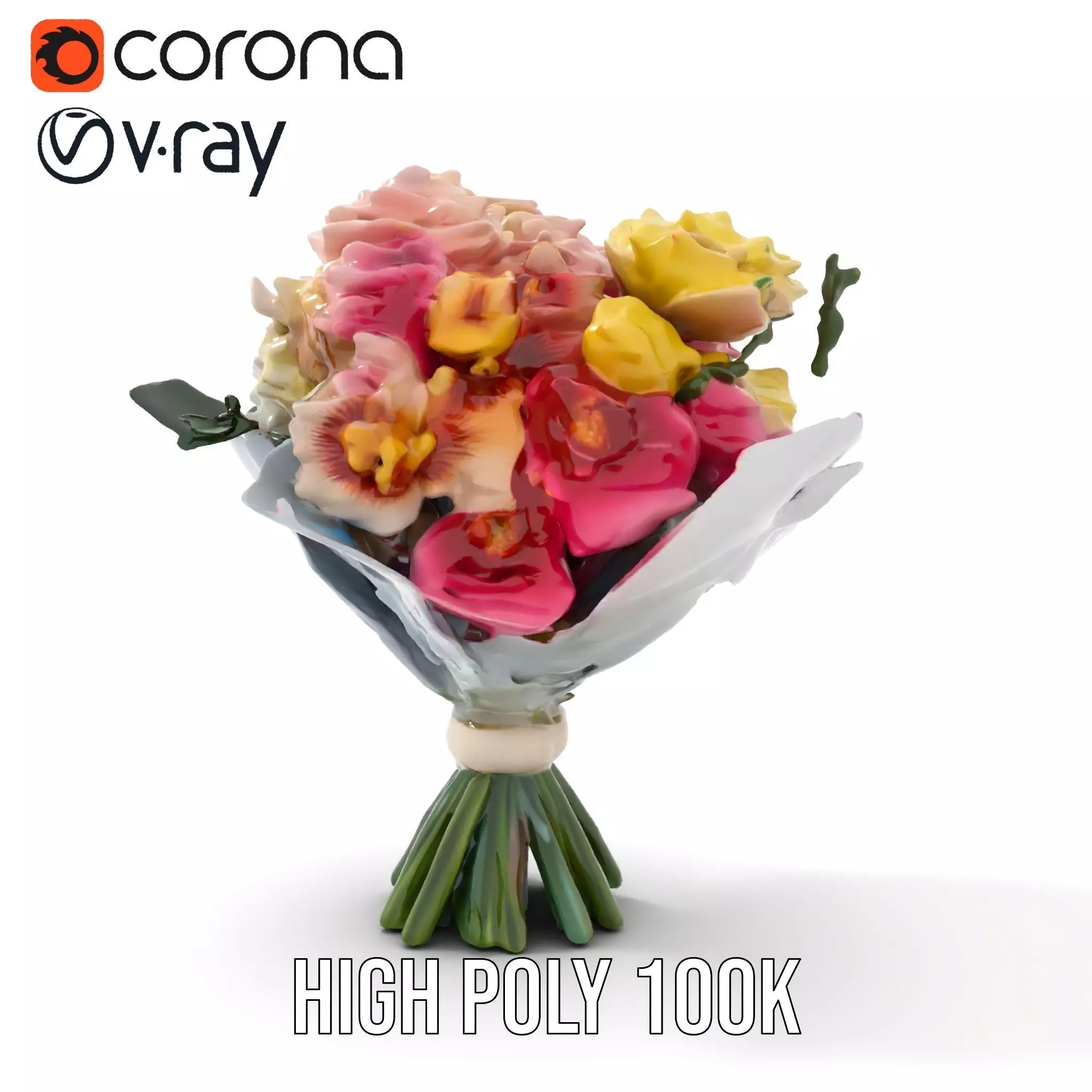 Elegant Floral Bouquet model pack Low-poly 3D model_18