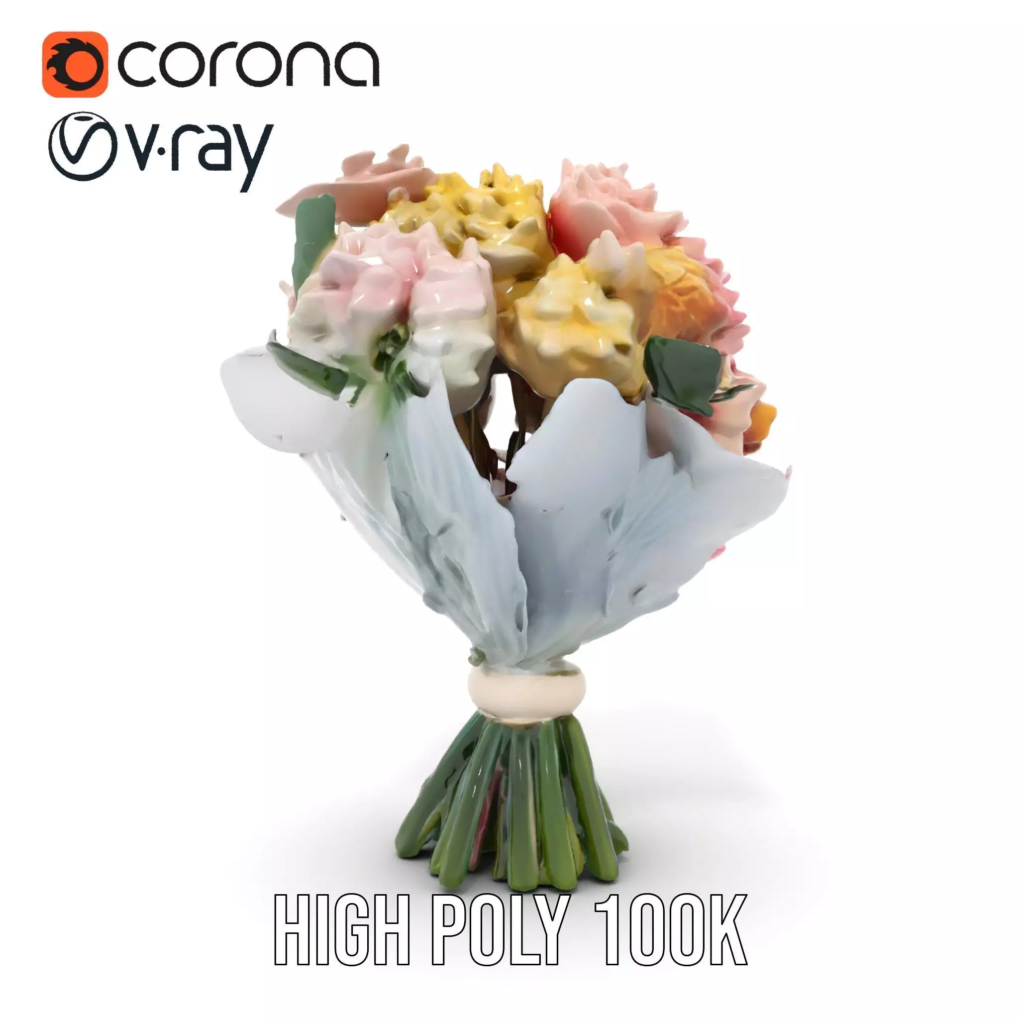 Elegant Floral Bouquet model pack Low-poly 3D model_5