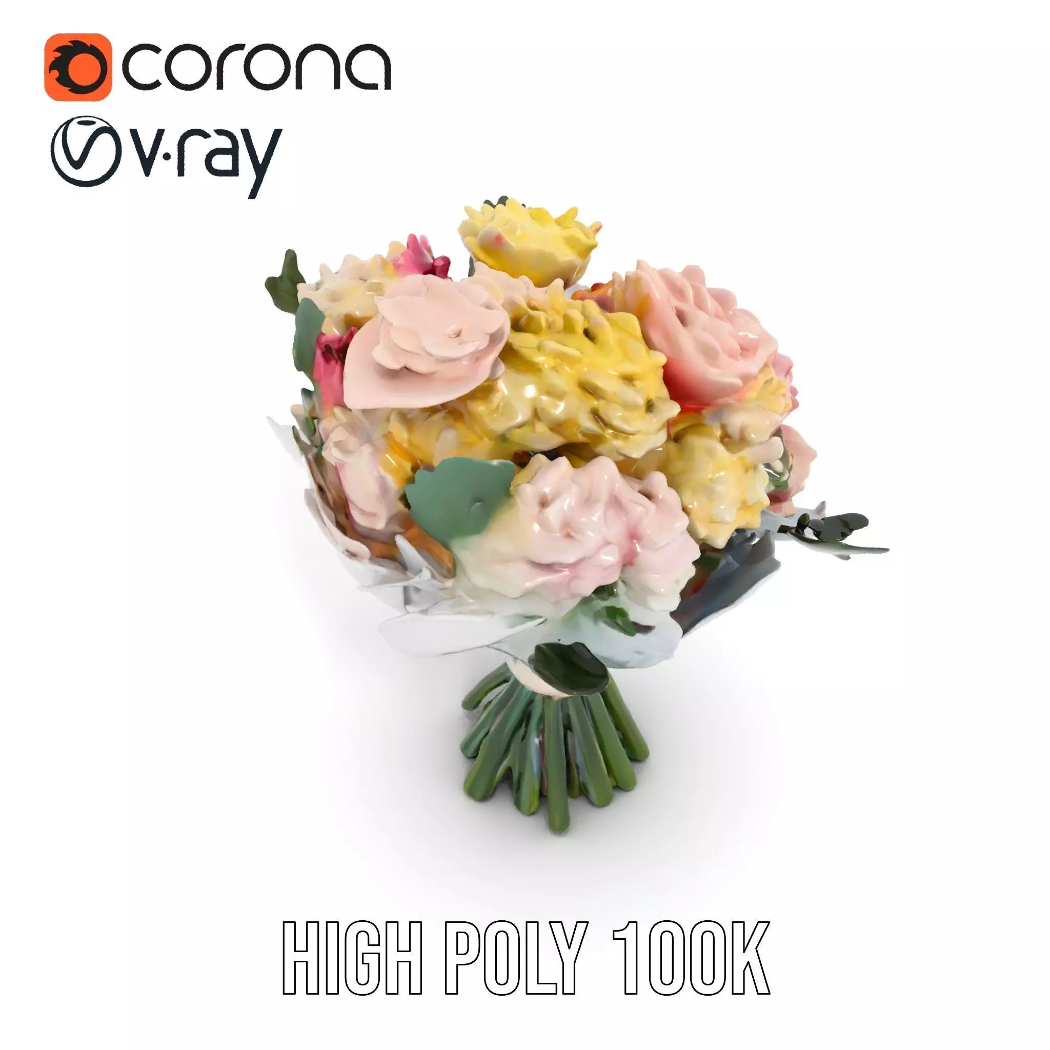 Elegant Floral Bouquet model pack Low-poly 3D model_23