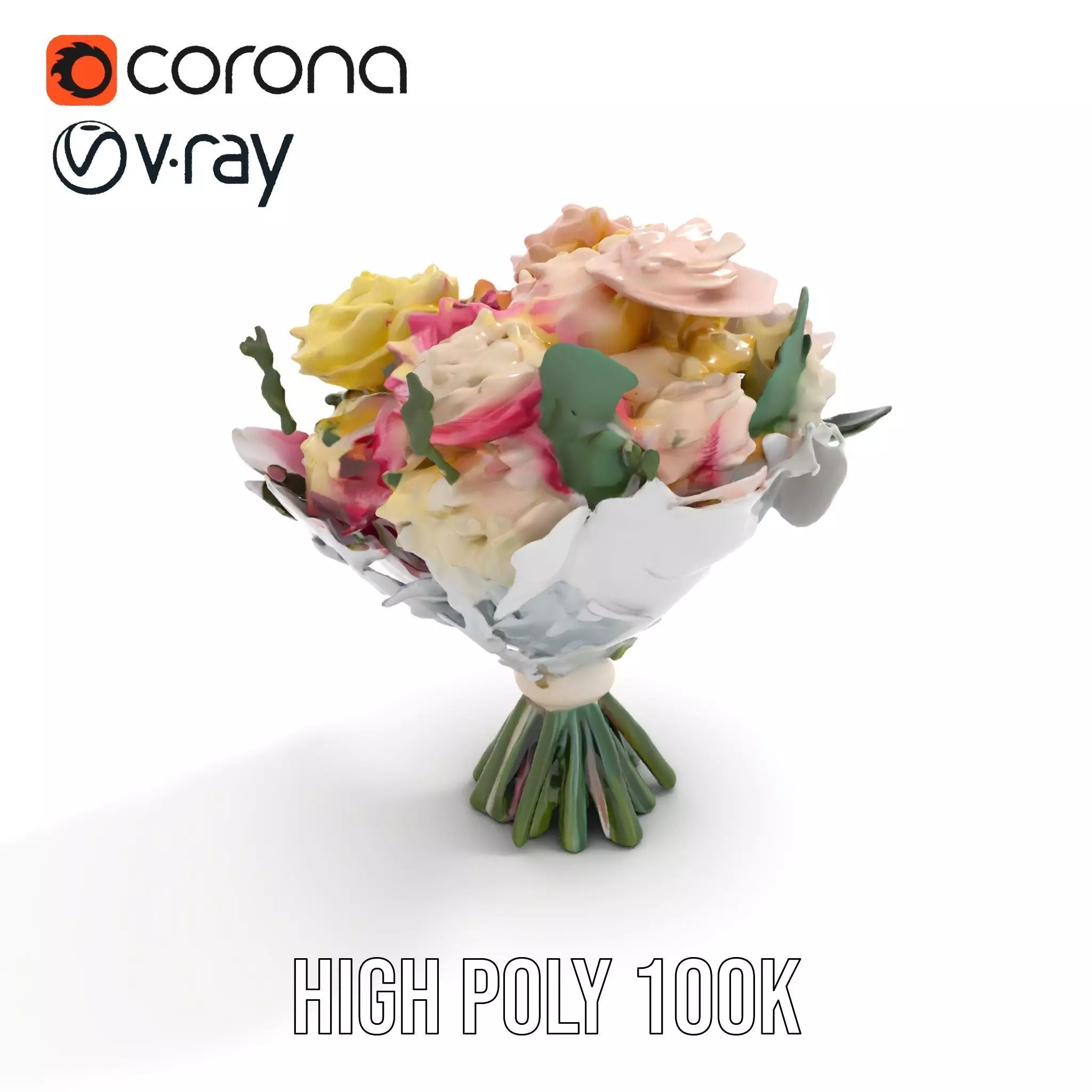 Elegant Floral Bouquet model pack Low-poly 3D model_15