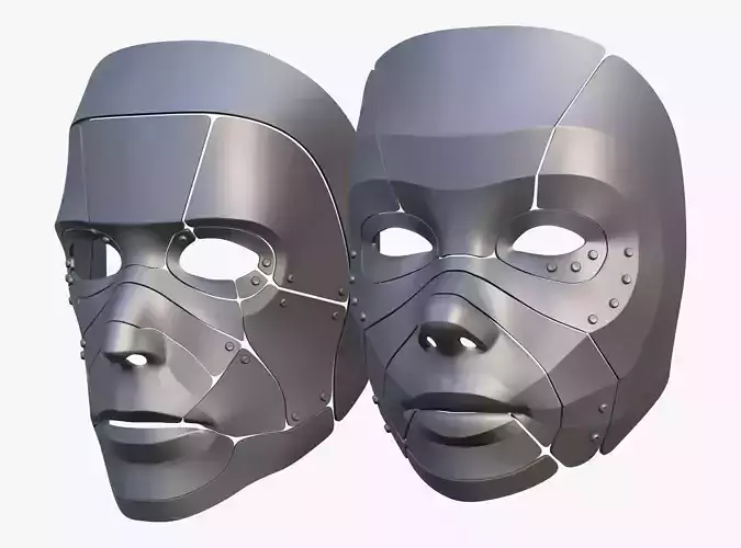 Cybernetic Male and Female Masks 3D model Cybernetic Male and Female Masks 3D model