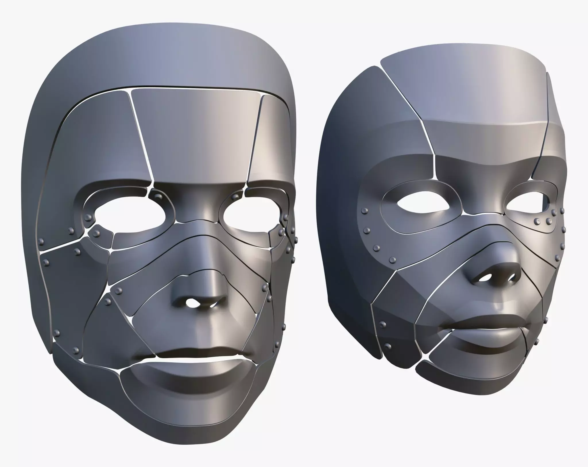Cybernetic Male and Female Masks 3D model_2