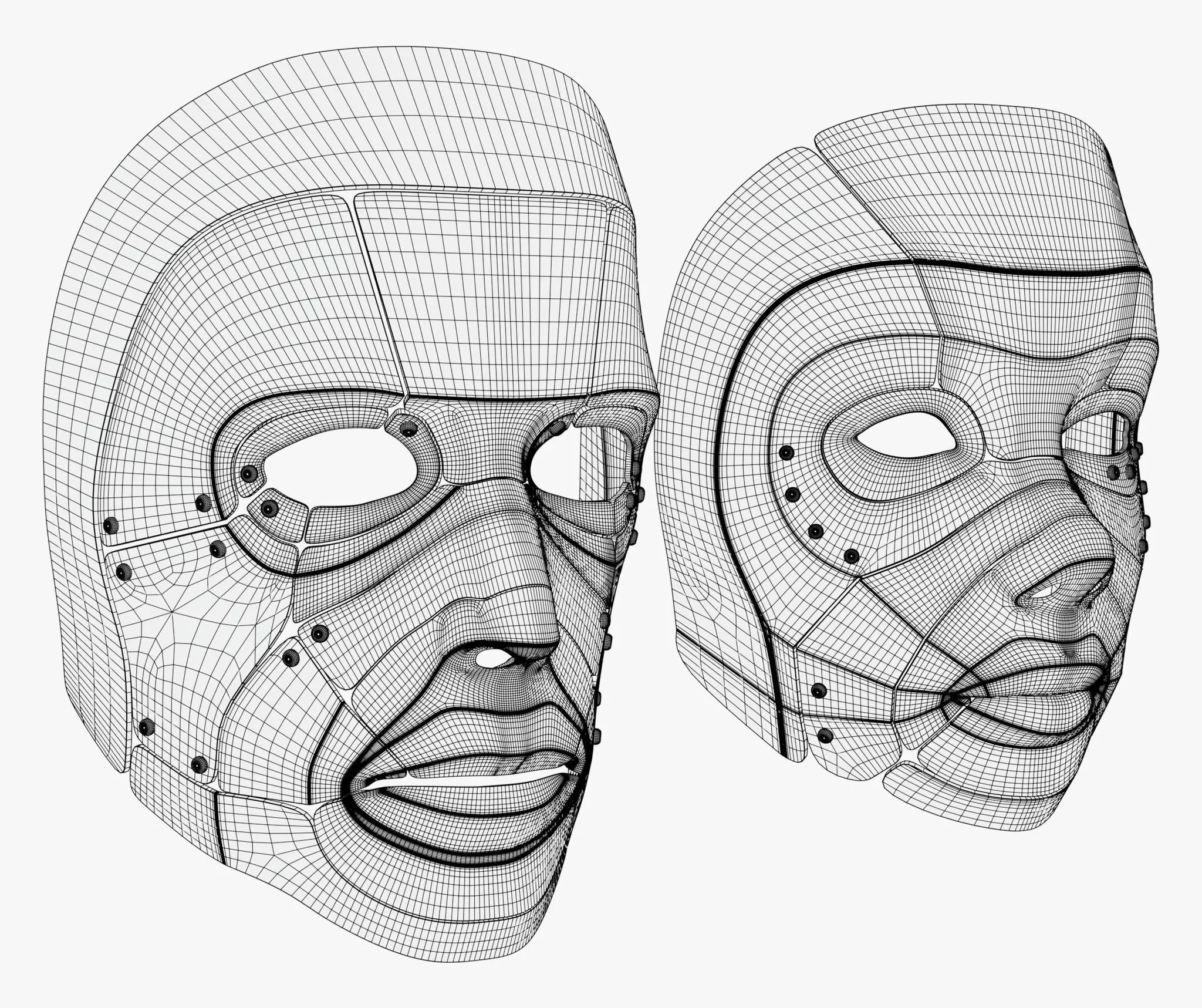 Cybernetic Male and Female Masks 3D model_11