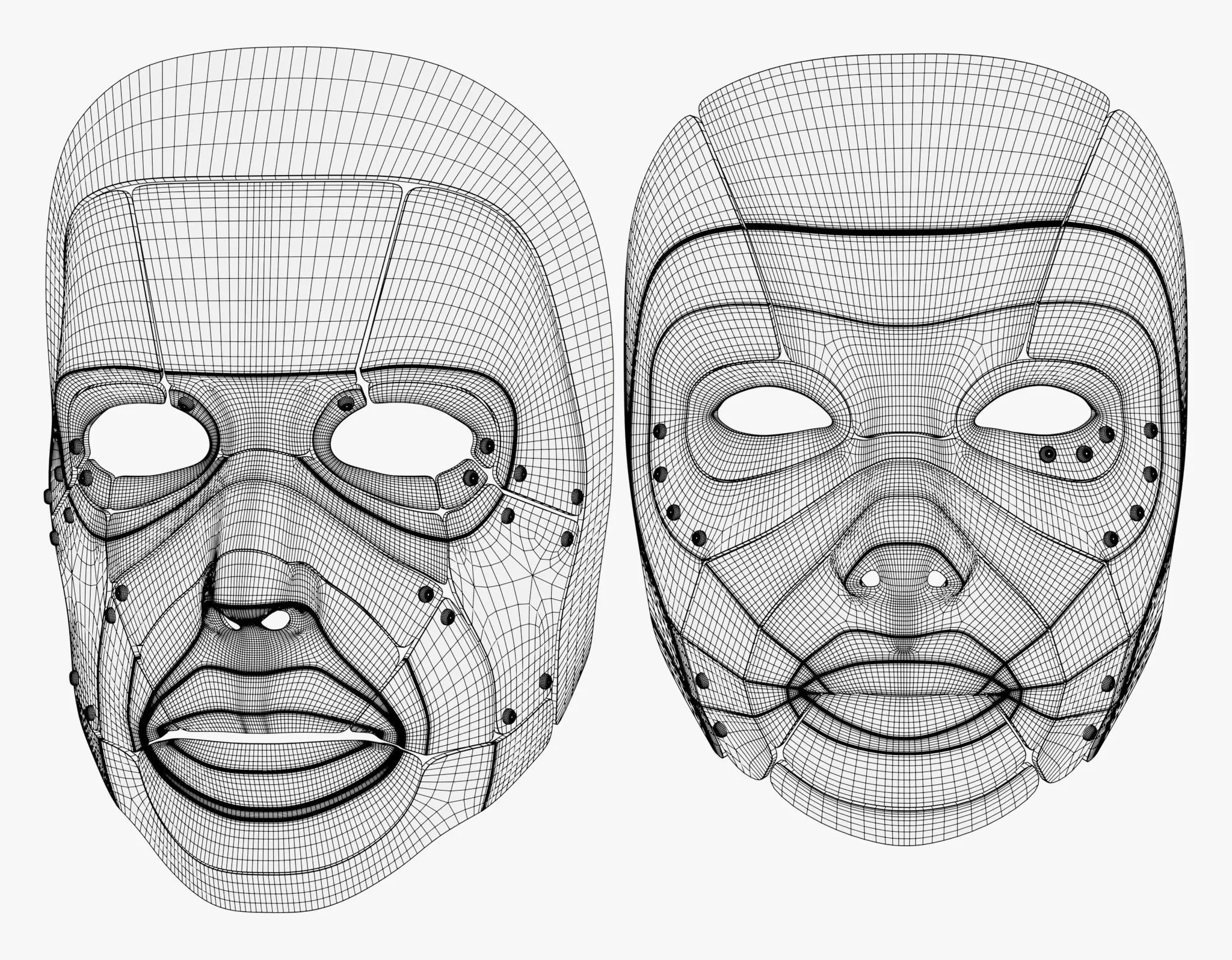 Cybernetic Male and Female Masks 3D model_9
