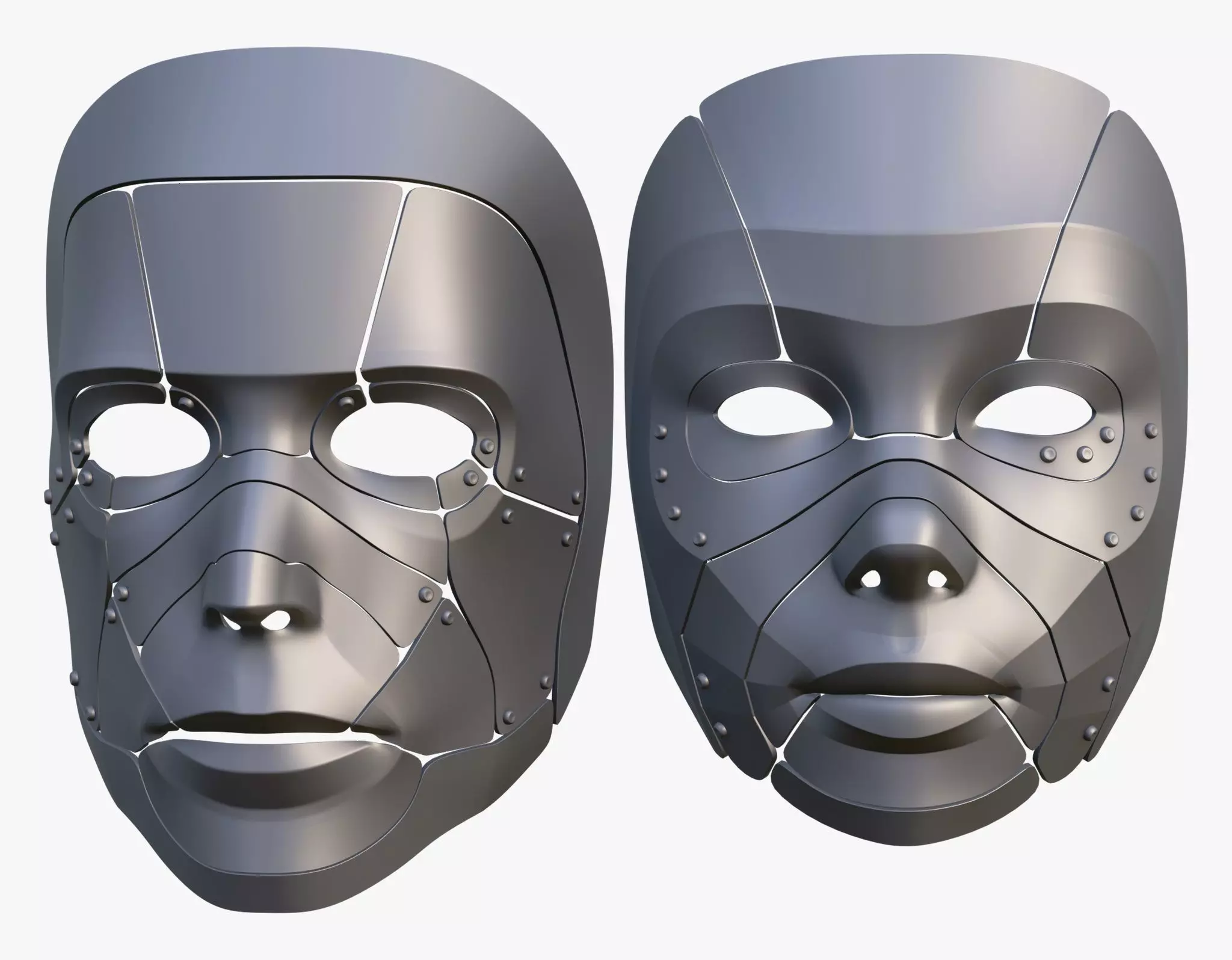 Cybernetic Male and Female Masks 3D model_3