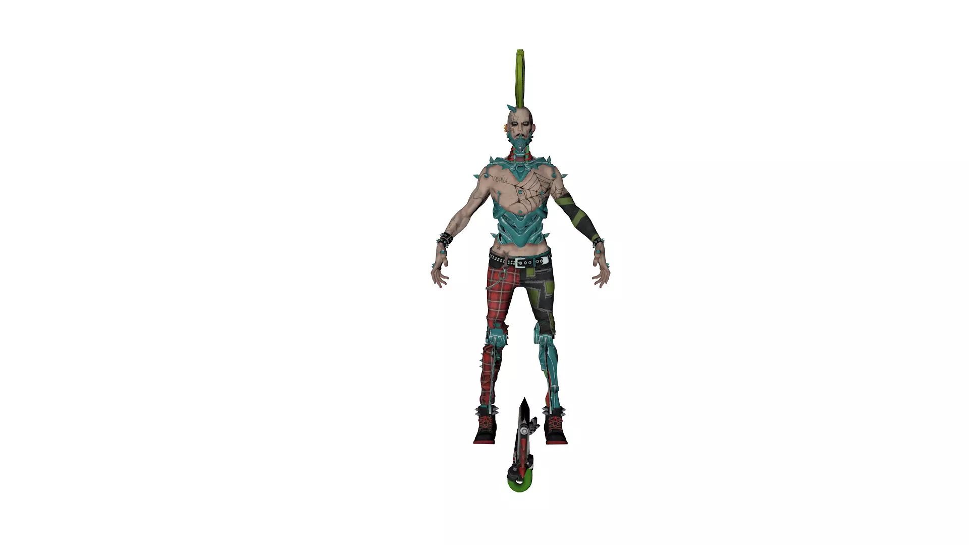 PostApocalyptic Punk Mutant Character Low-poly 3D model_1
