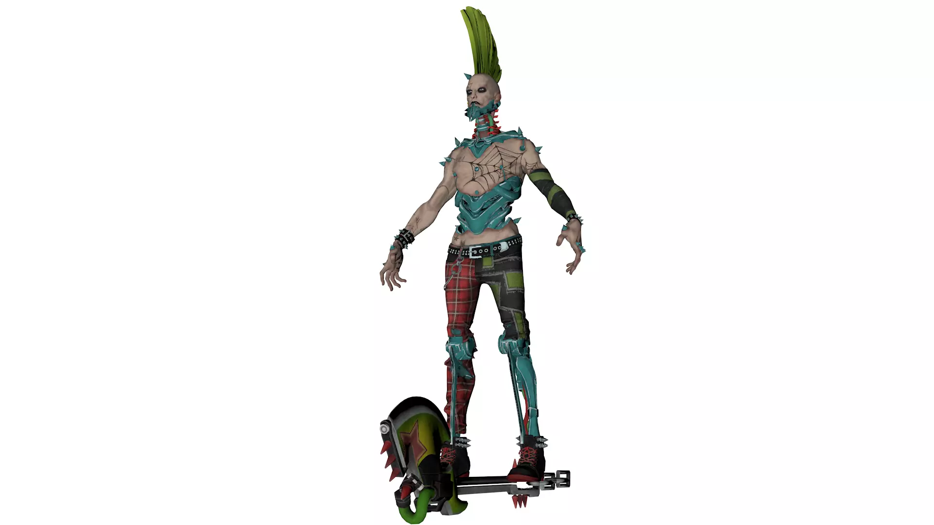PostApocalyptic Punk Mutant Character Low-poly 3D model_6