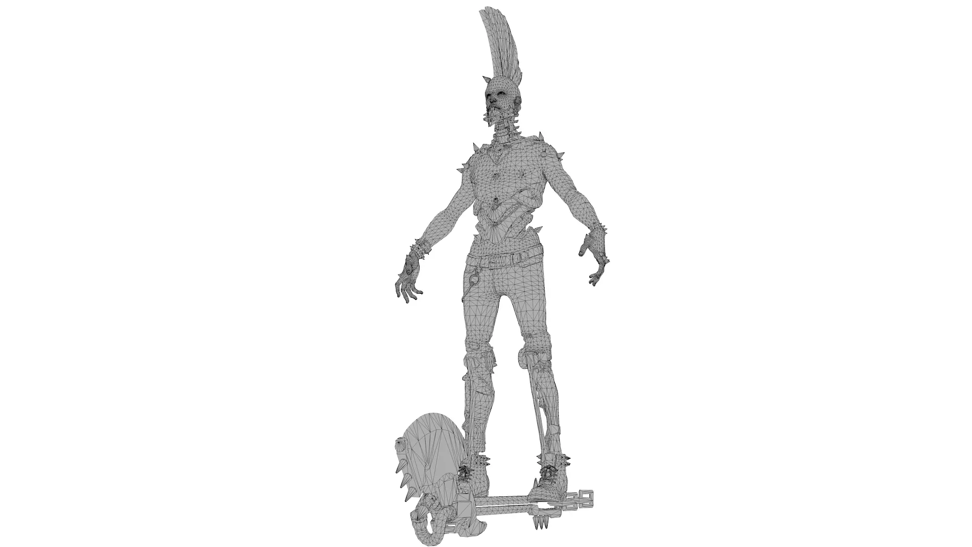 PostApocalyptic Punk Mutant Character Low-poly 3D model_7