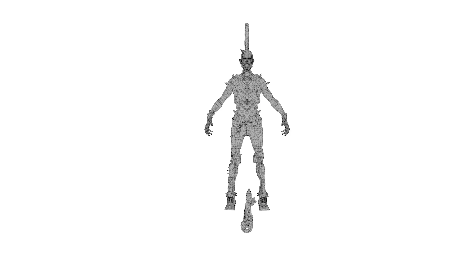 PostApocalyptic Punk Mutant Character Low-poly 3D model_9