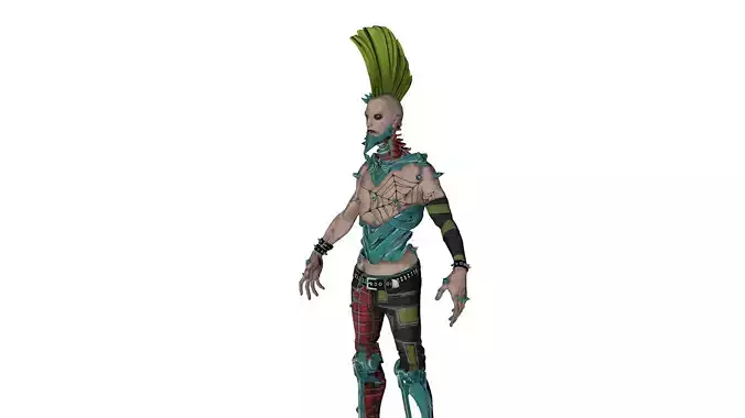 PostApocalyptic Punk Mutant Character Low-poly 3D model
