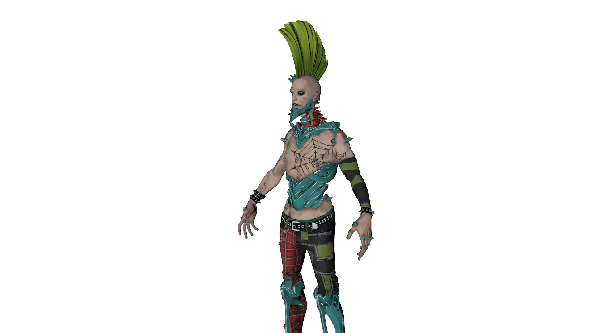 PostApocalyptic Punk Mutant Character Low-poly 3D model_0