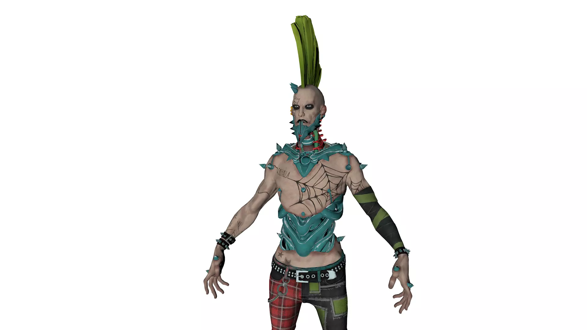 PostApocalyptic Punk Mutant Character Low-poly 3D model_4