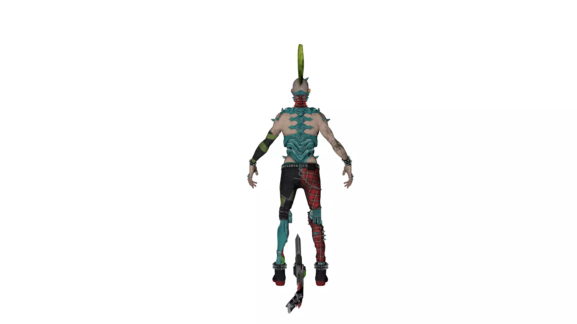PostApocalyptic Punk Mutant Character Low-poly 3D model_3