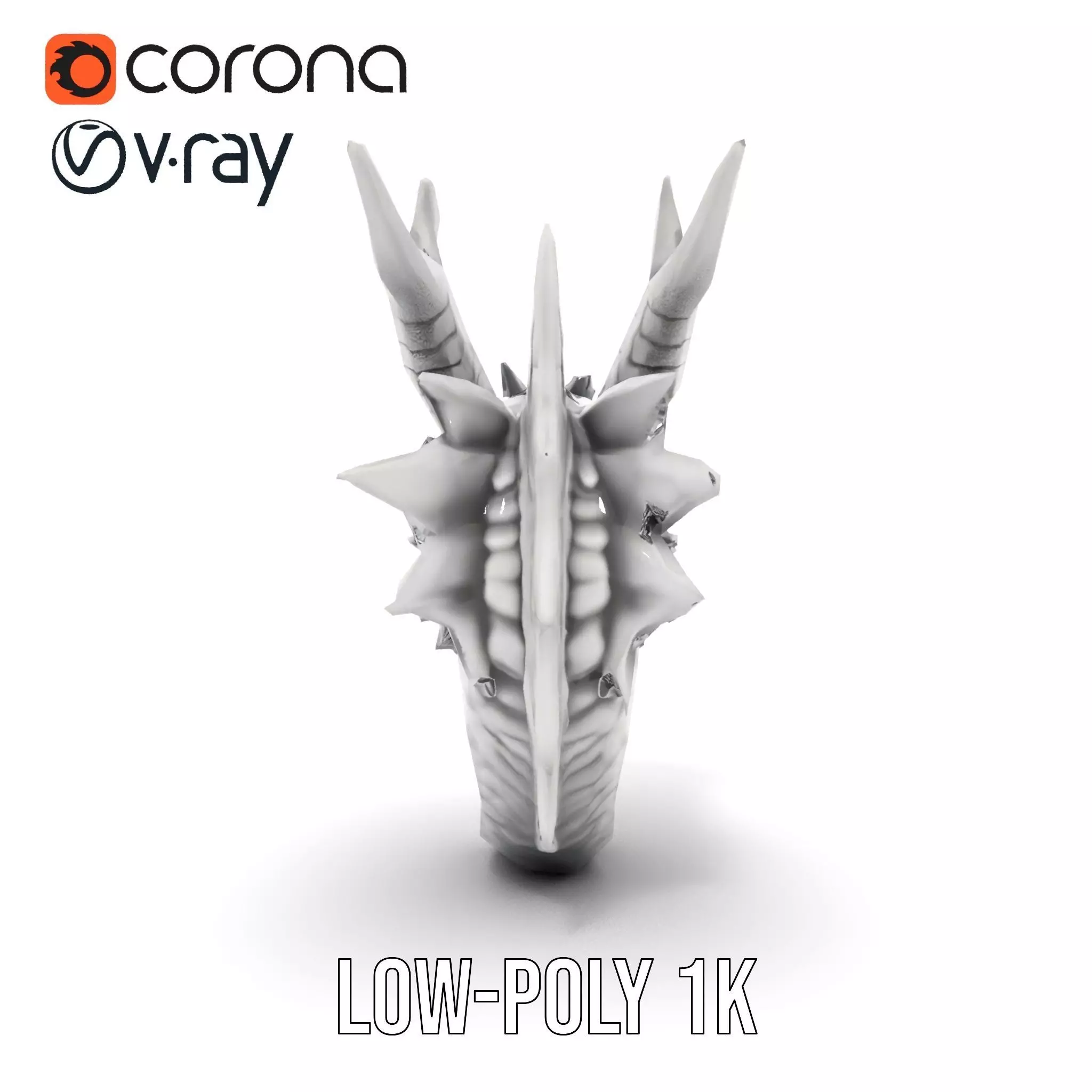 Silver Dragon Head model pack Low-poly 3D model_22