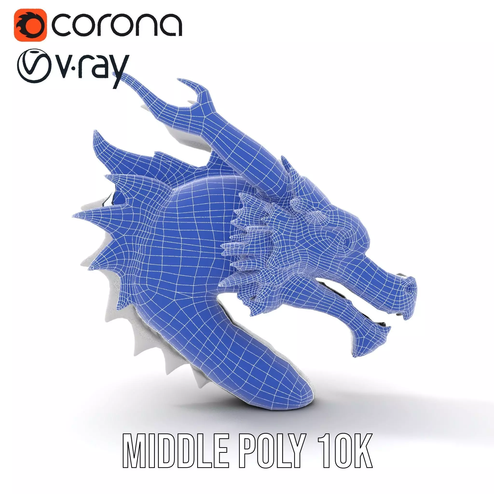 Silver Dragon Head model pack Low-poly 3D model_26