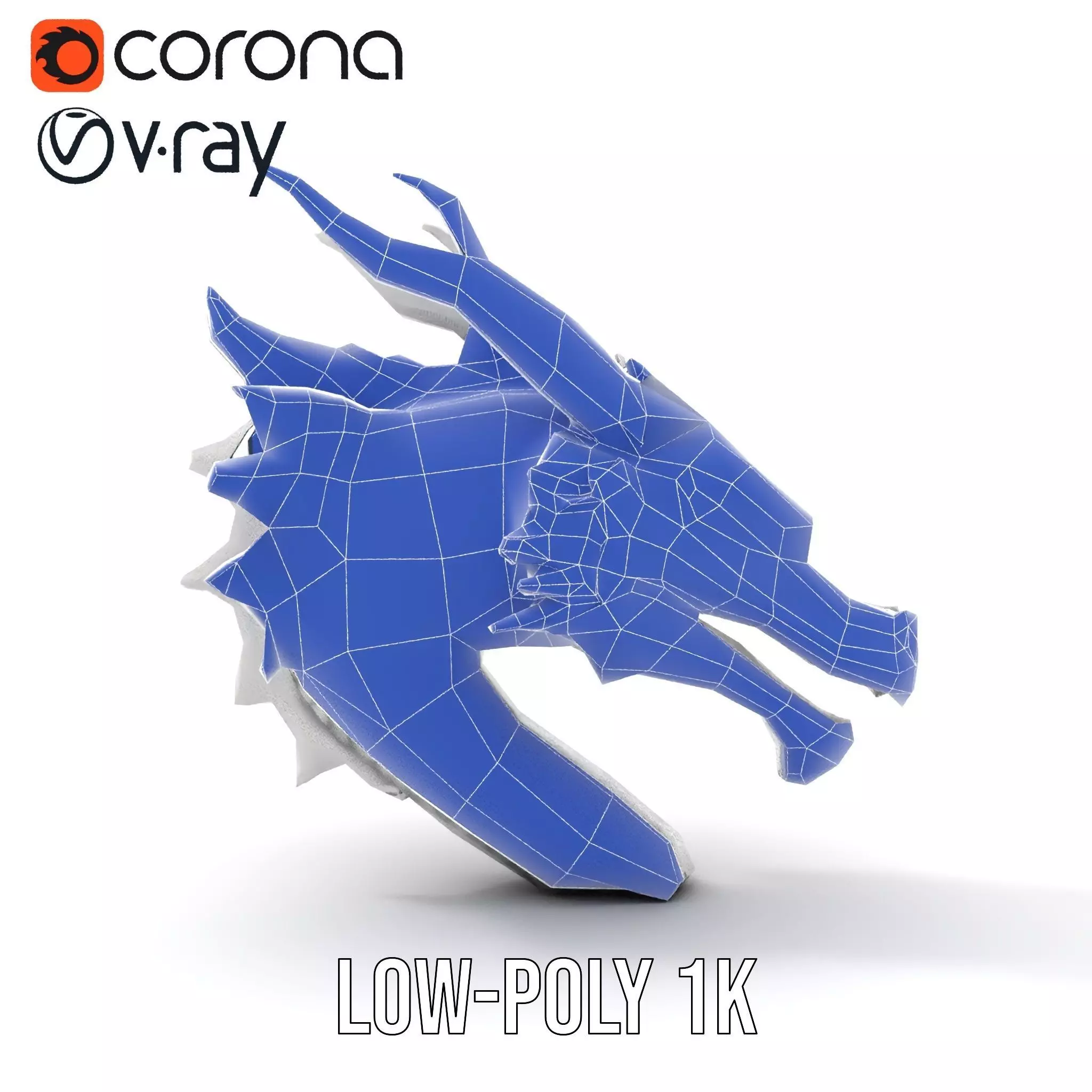 Silver Dragon Head model pack Low-poly 3D model_19