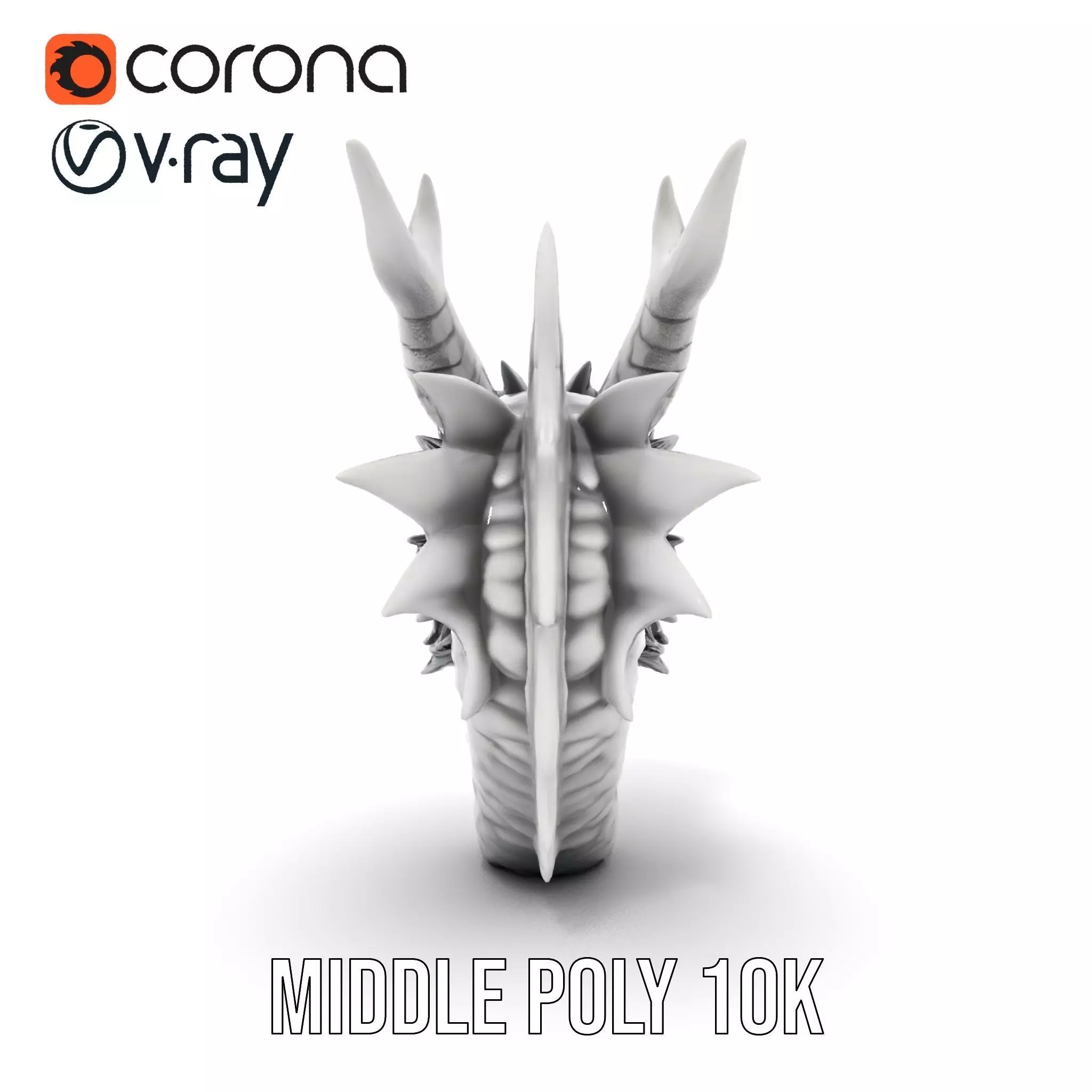Silver Dragon Head model pack Low-poly 3D model_6