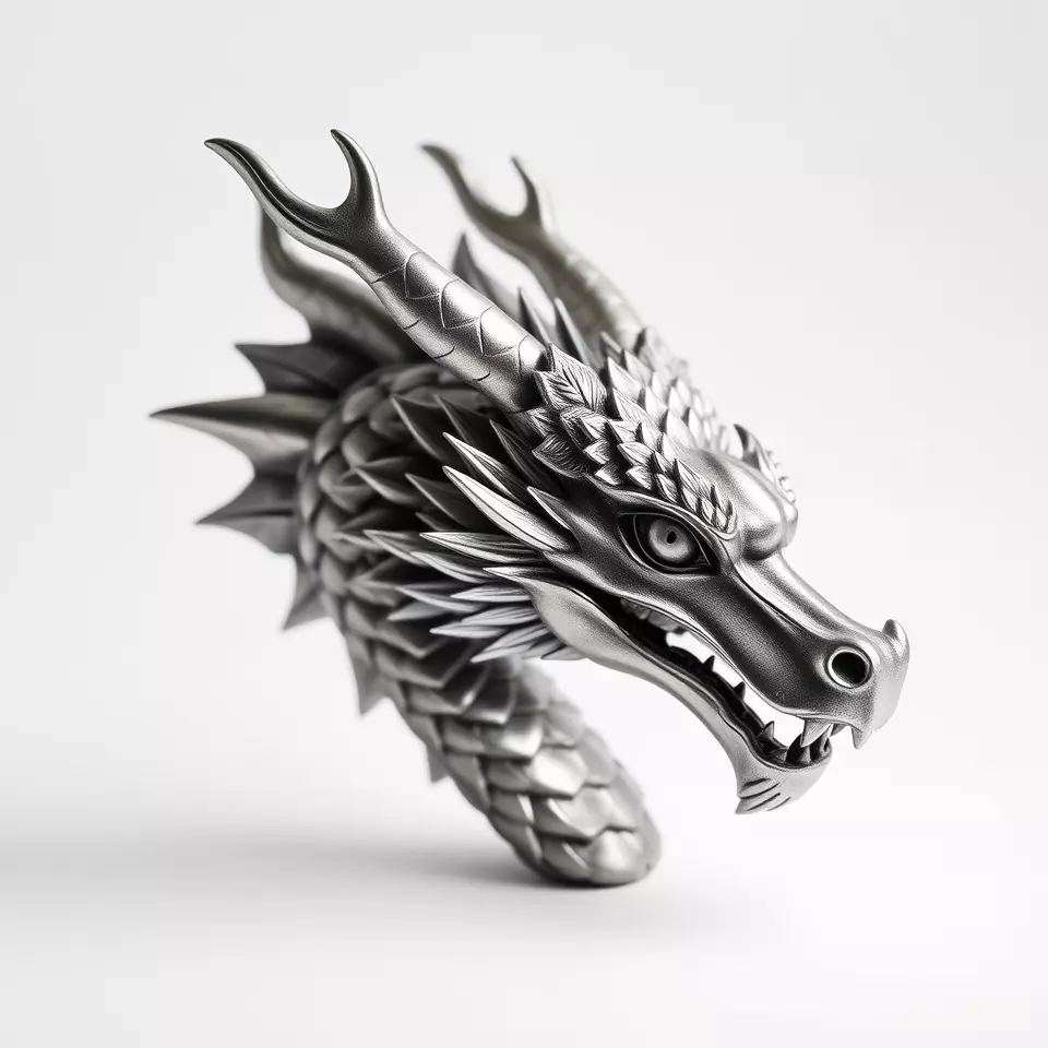 Silver Dragon Head model pack Low-poly 3D model_2