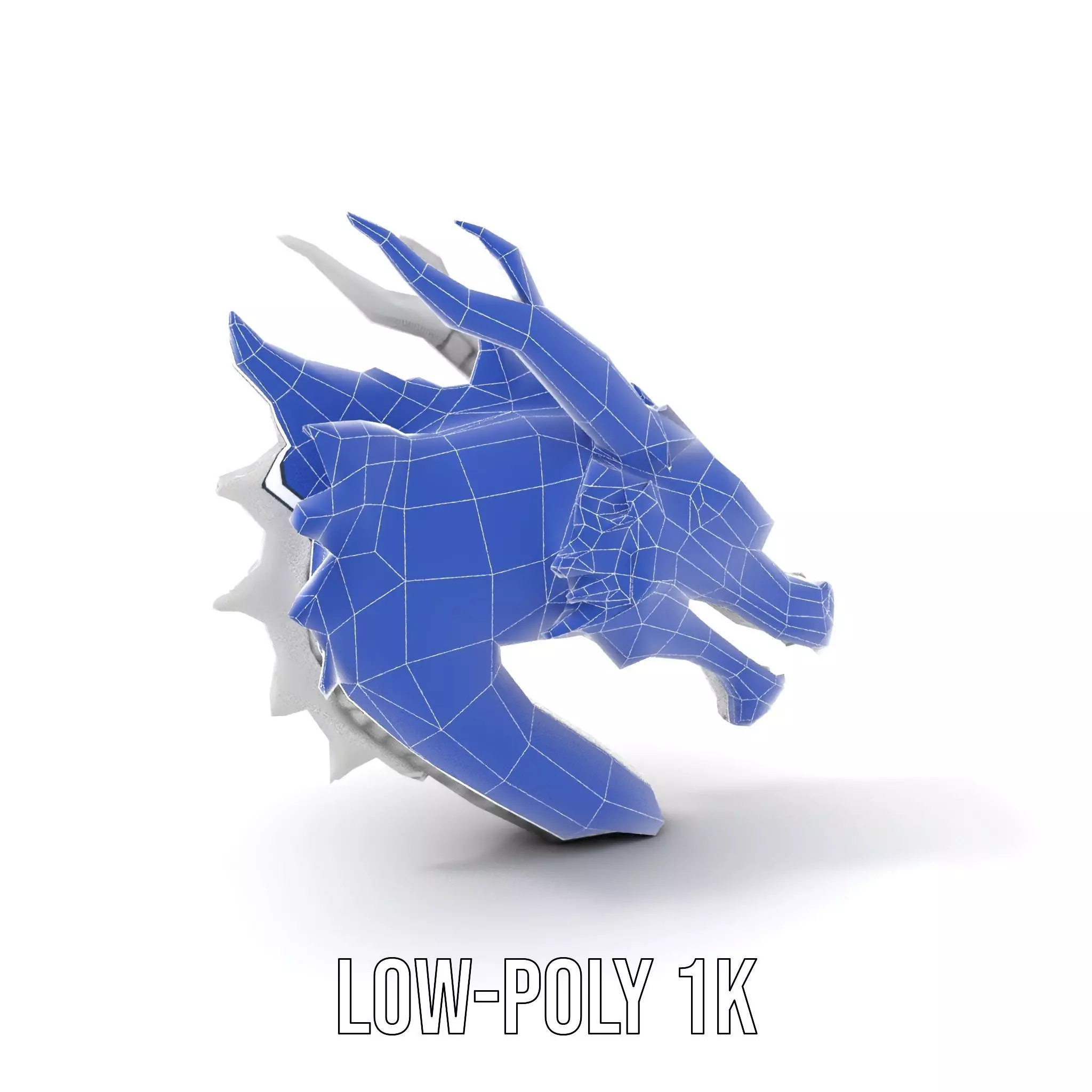 Silver Dragon Head model pack Low-poly 3D model_12