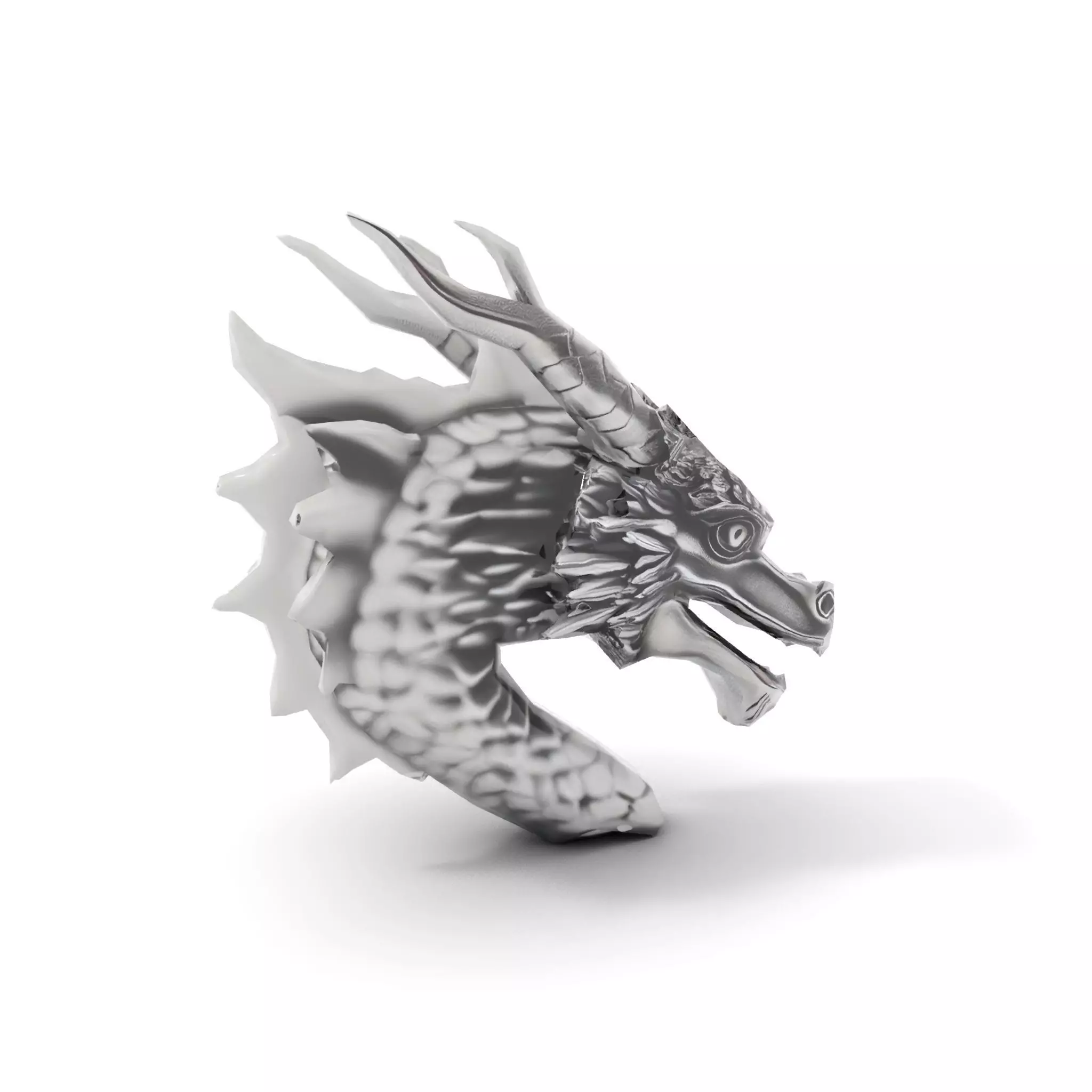 Silver Dragon Head model pack Low-poly 3D model_7