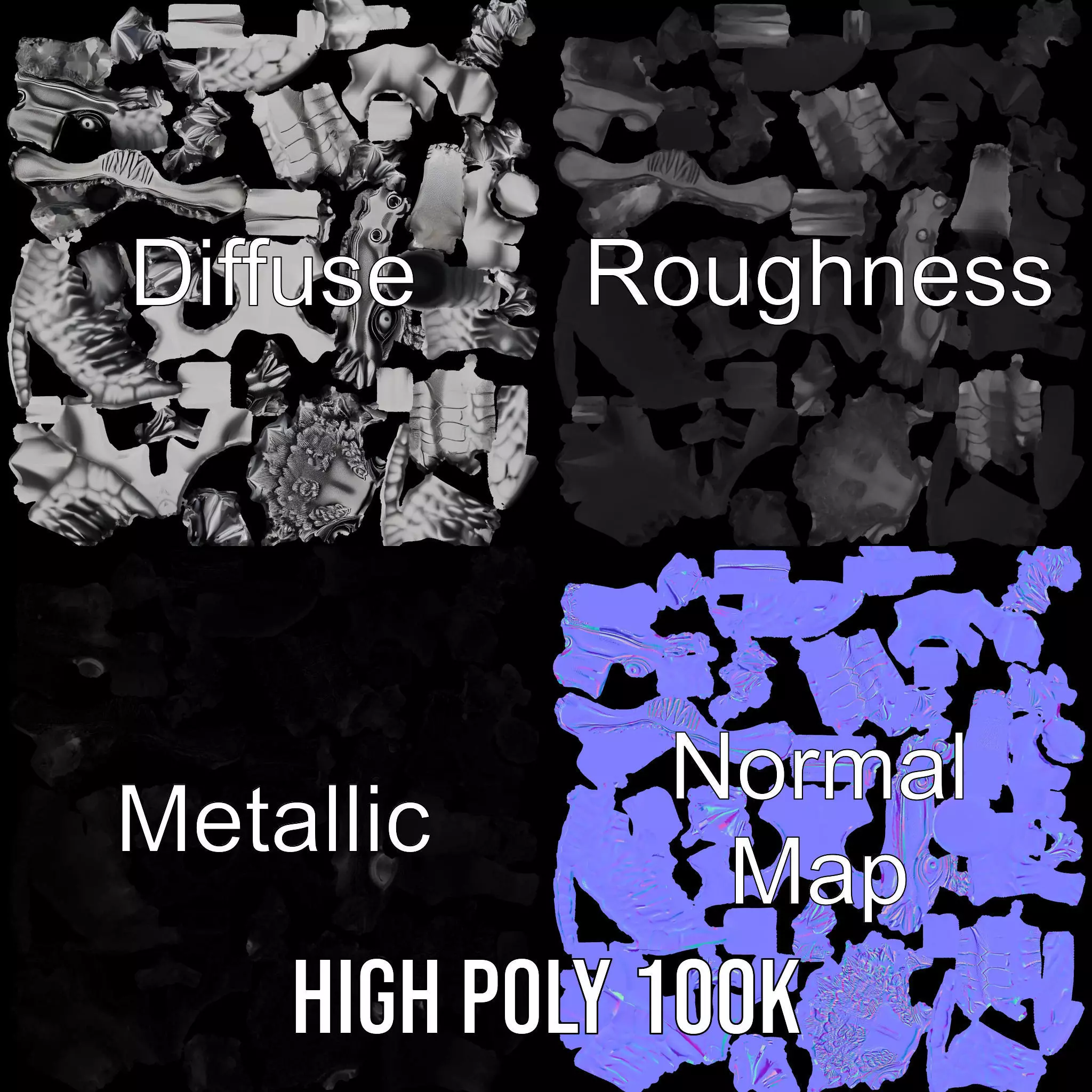 Silver Dragon Head model pack Low-poly 3D model_3