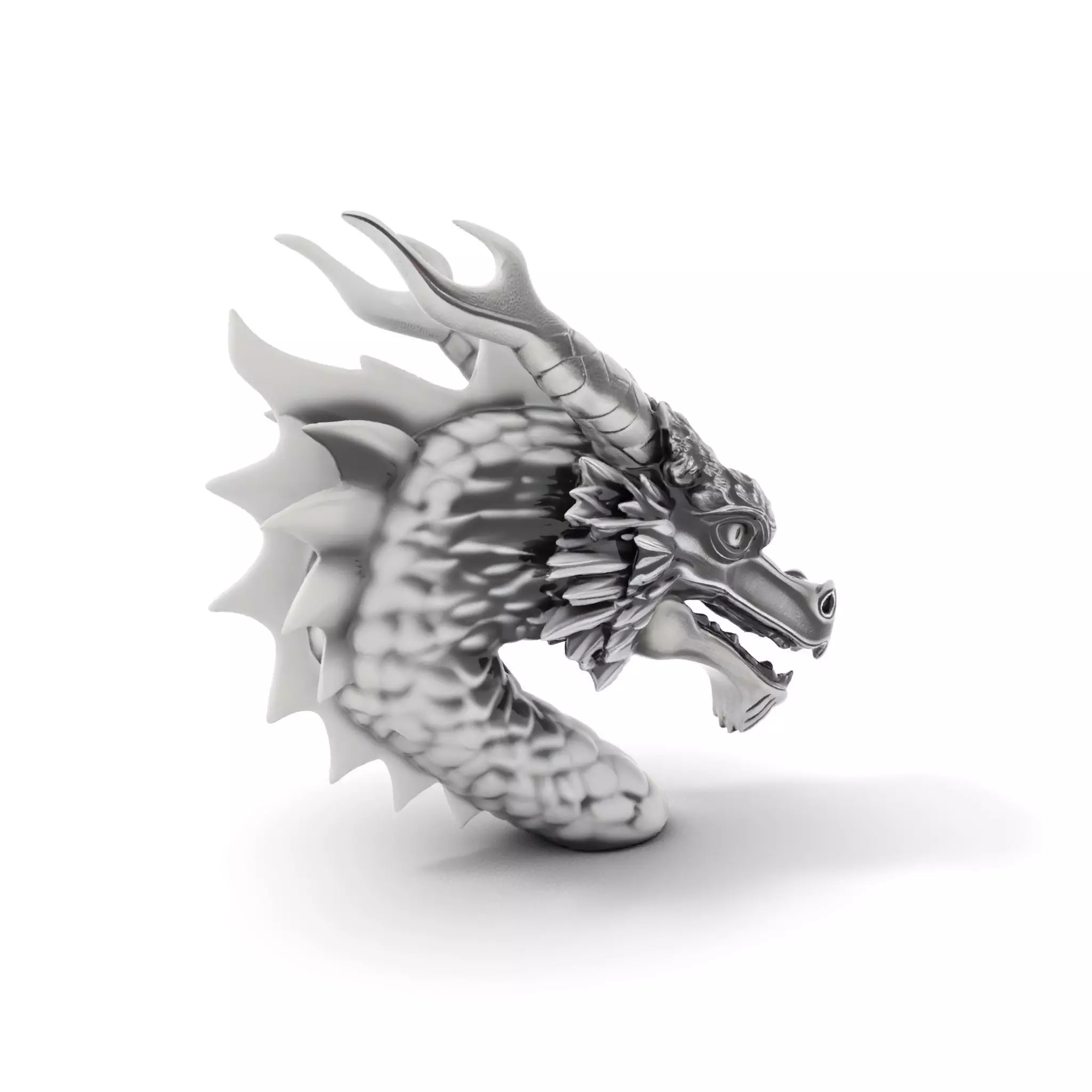 Silver Dragon Head model pack Low-poly 3D model_0