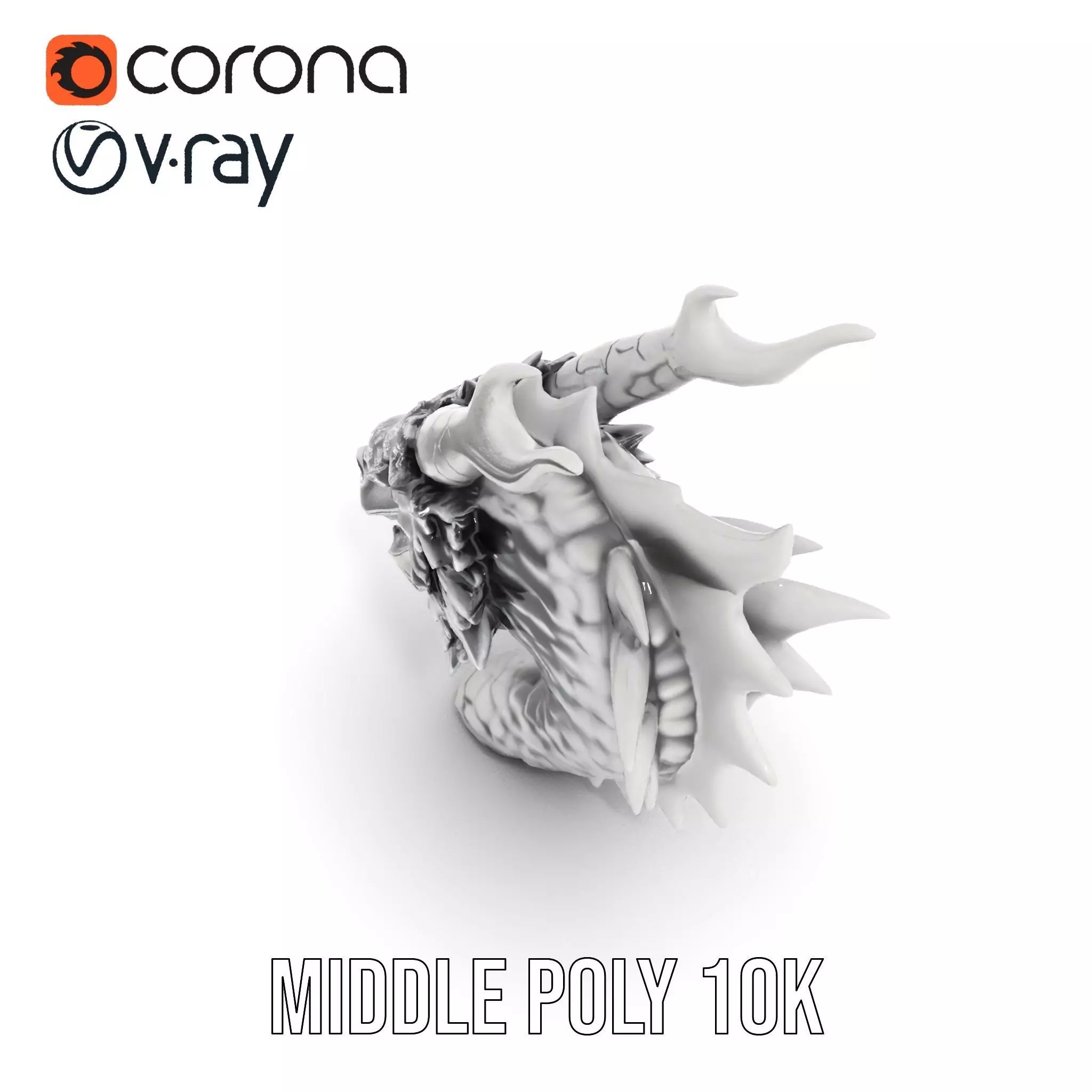 Silver Dragon Head model pack Low-poly 3D model_11