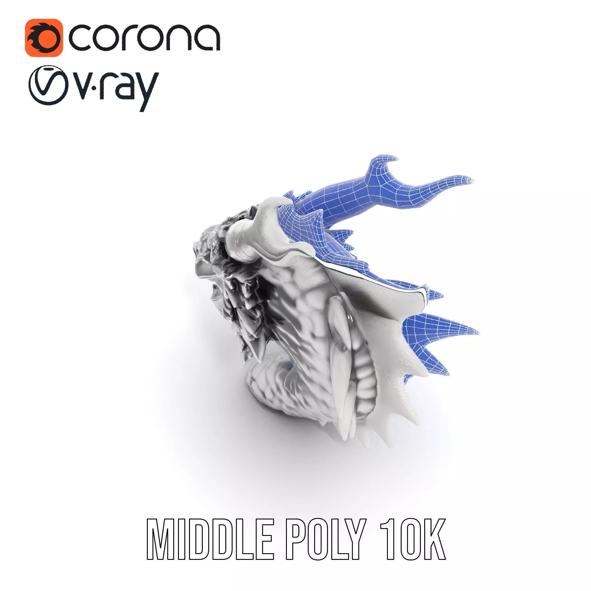 Silver Dragon Head model pack Low-poly 3D model_18